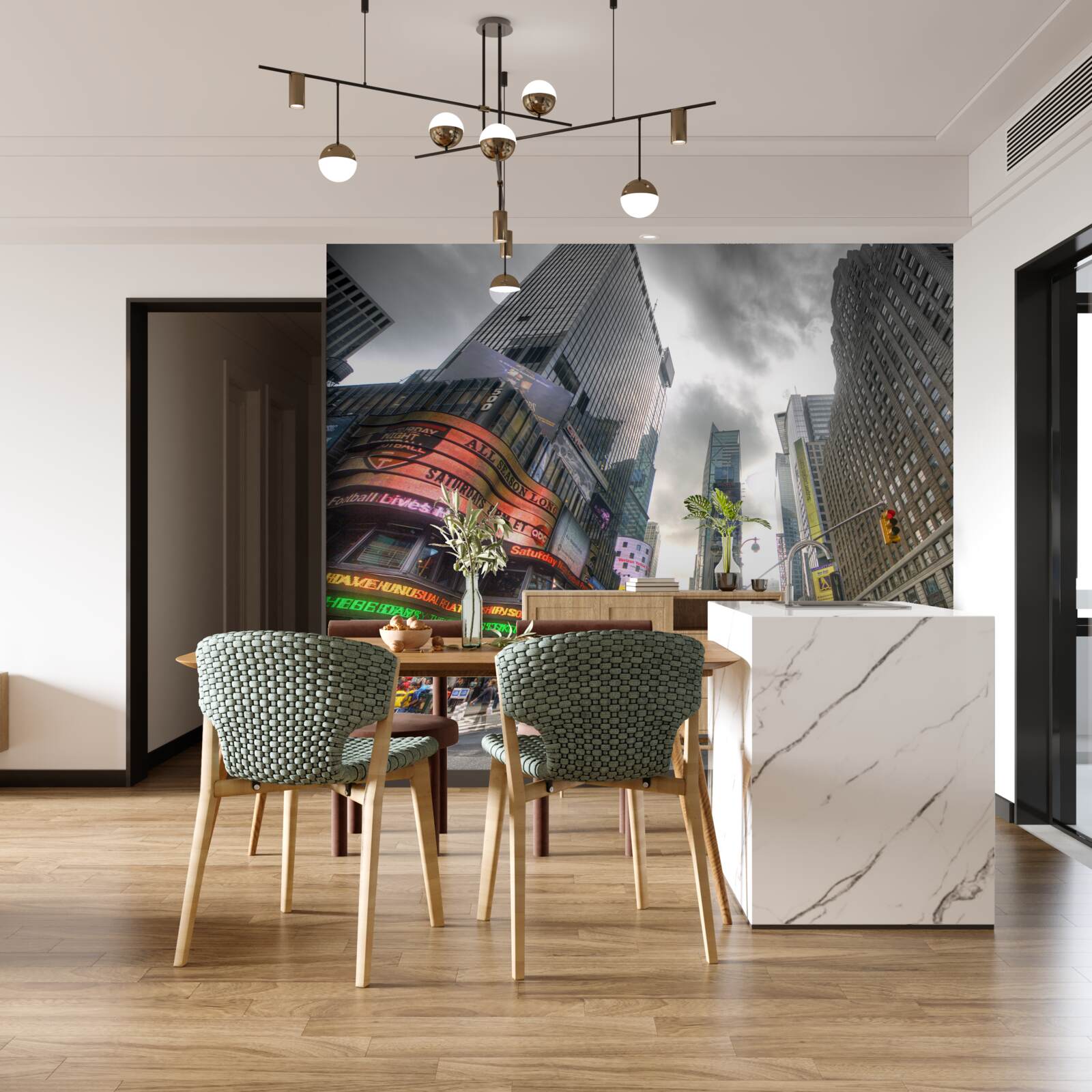 Fotobehang de stad aan de vooravond van de storm