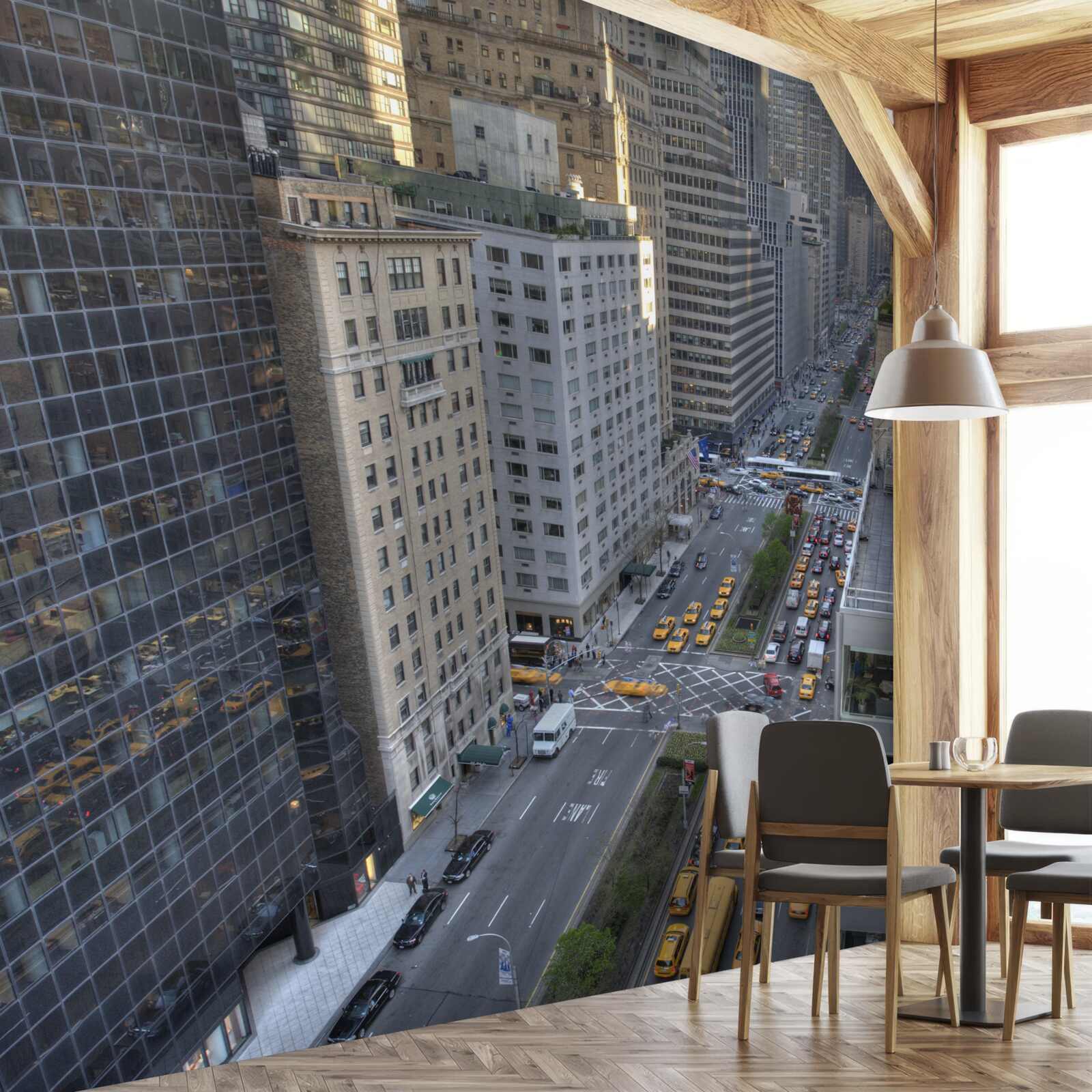 Fotobehang uitzicht op skyline met weg