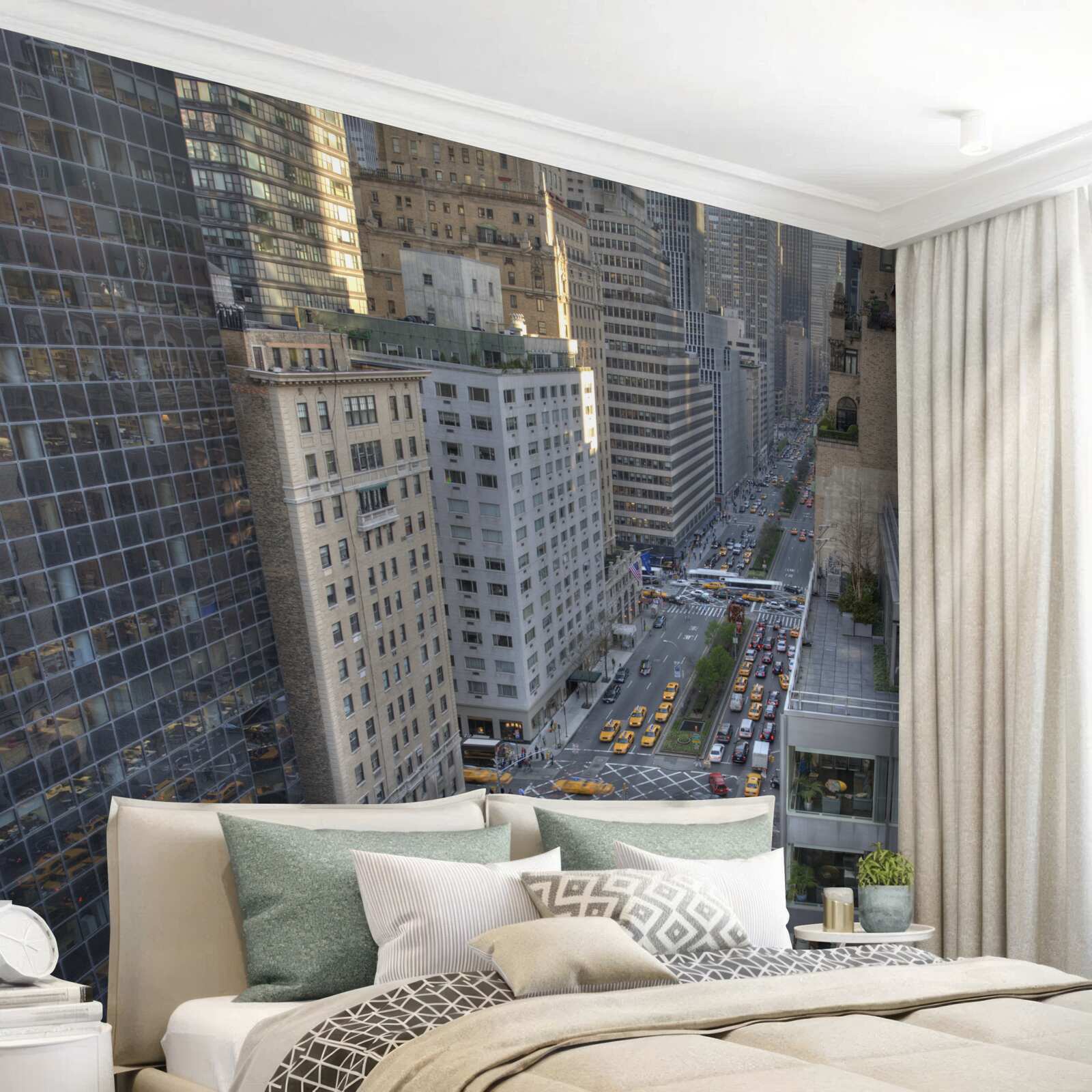 Fotobehang uitzicht op skyline met weg