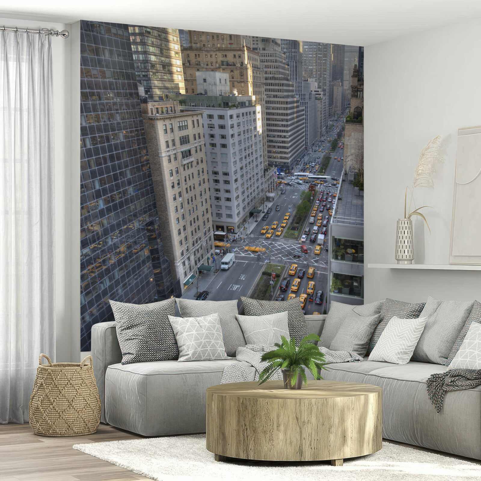 Fotobehang uitzicht op skyline met weg