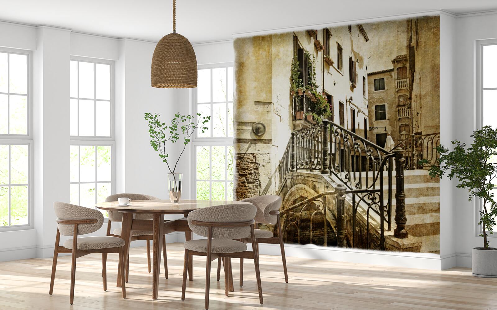 Fotobehang verwoeste brug over het kanaal