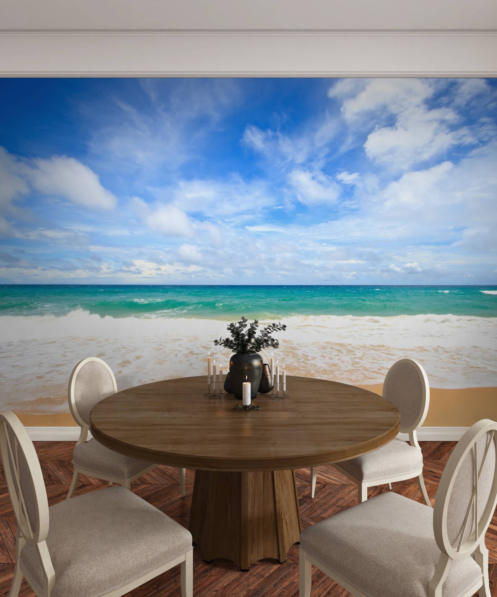 Fotobehang eindeloze blauwe vlakten van oceaan en kustlijn