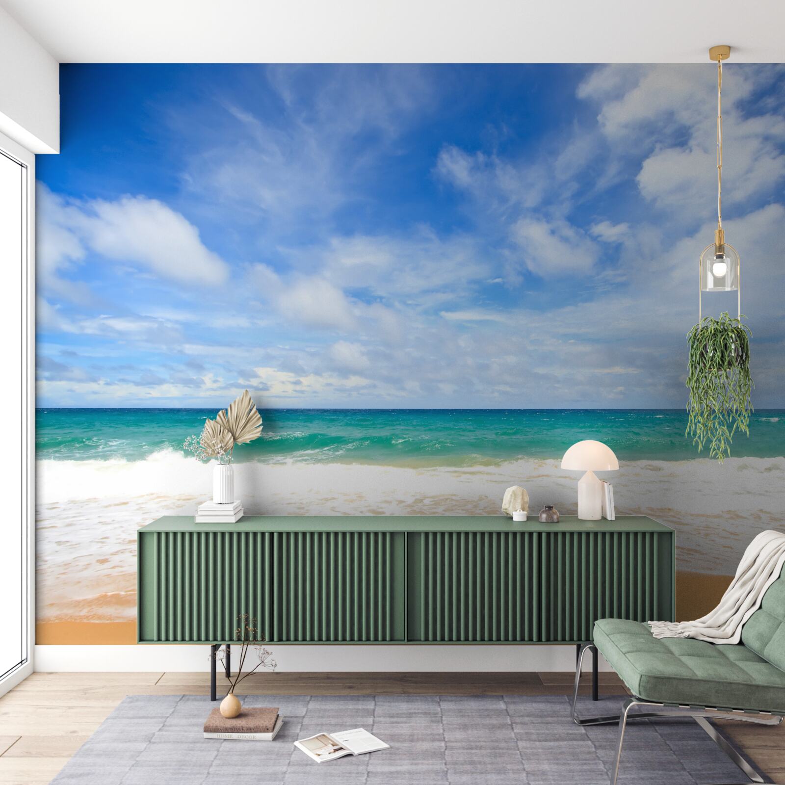 Fotobehang eindeloze blauwe vlakten van oceaan en kustlijn