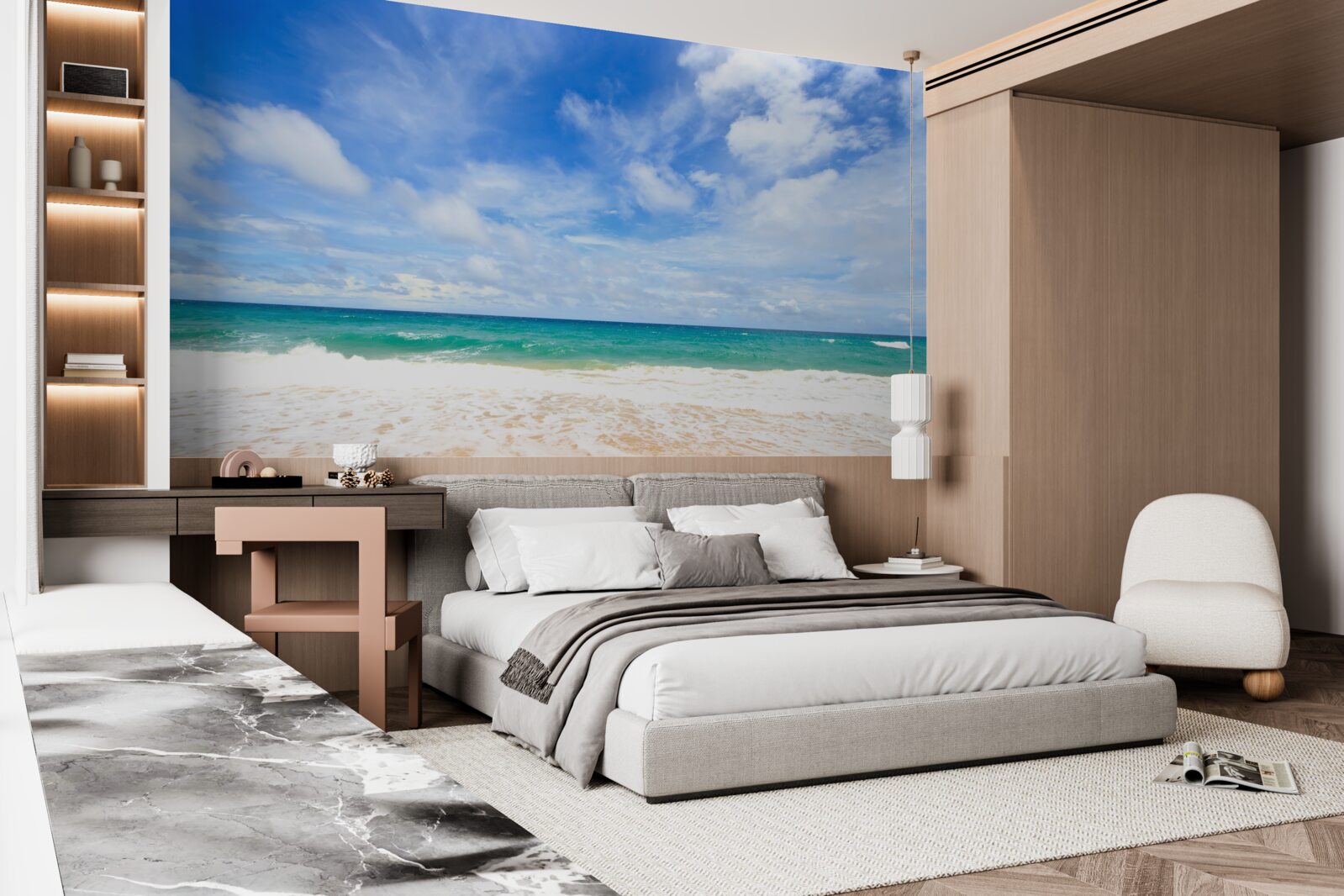 Fotobehang eindeloze blauwe vlakten van oceaan en kustlijn