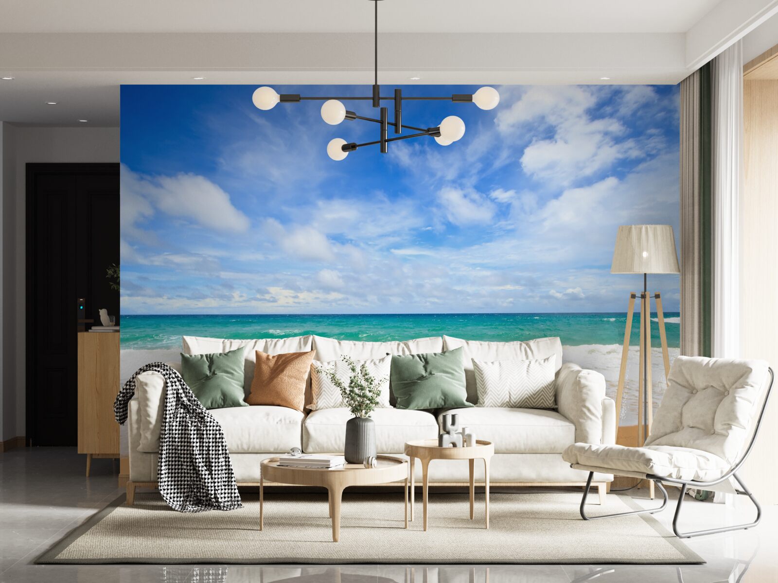 Fotobehang eindeloze blauwe vlakten van oceaan en kustlijn