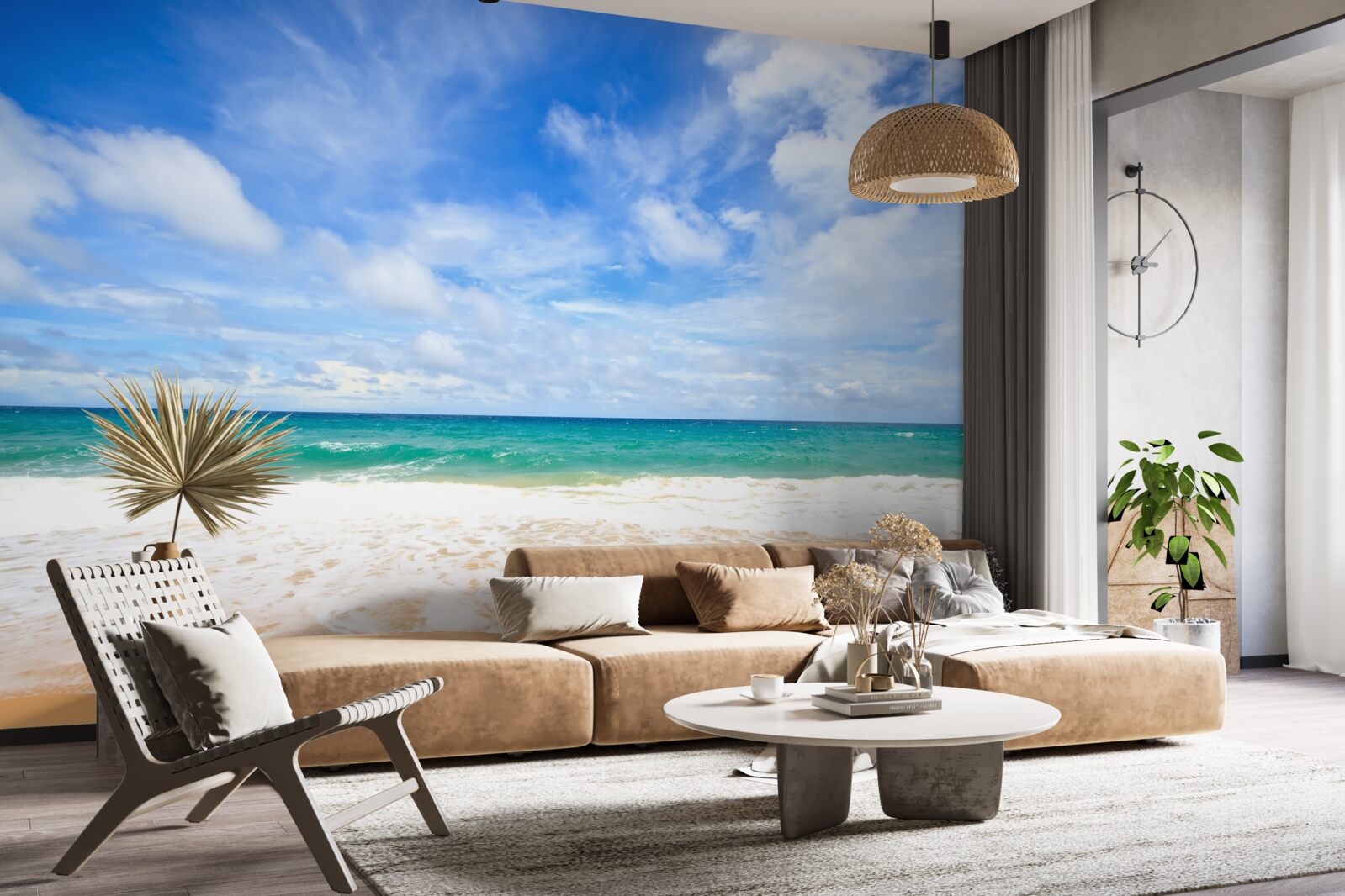 Fotobehang eindeloze blauwe vlakten van oceaan en kustlijn