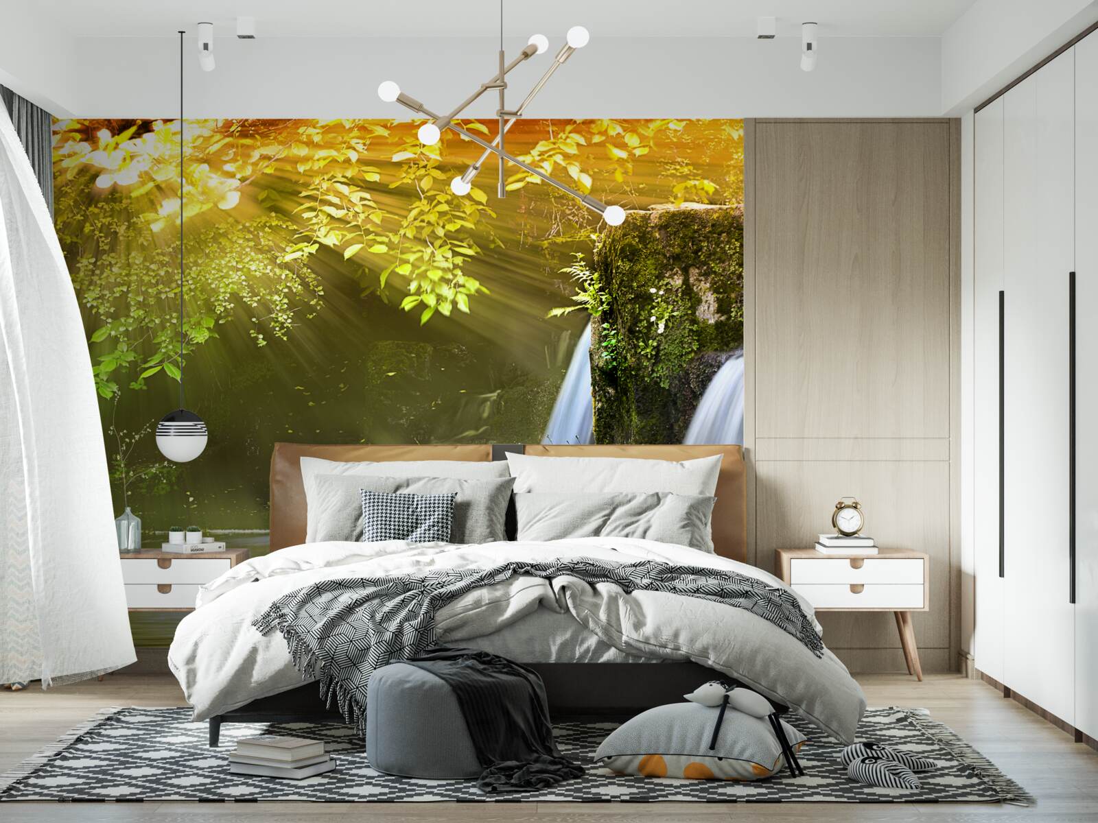 Fotobehang waterval in de zon