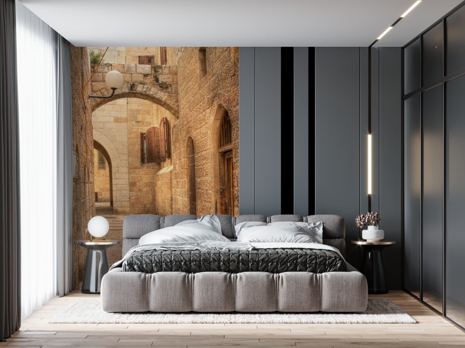 Fotobehang stenen boog in het historische deel van de stad