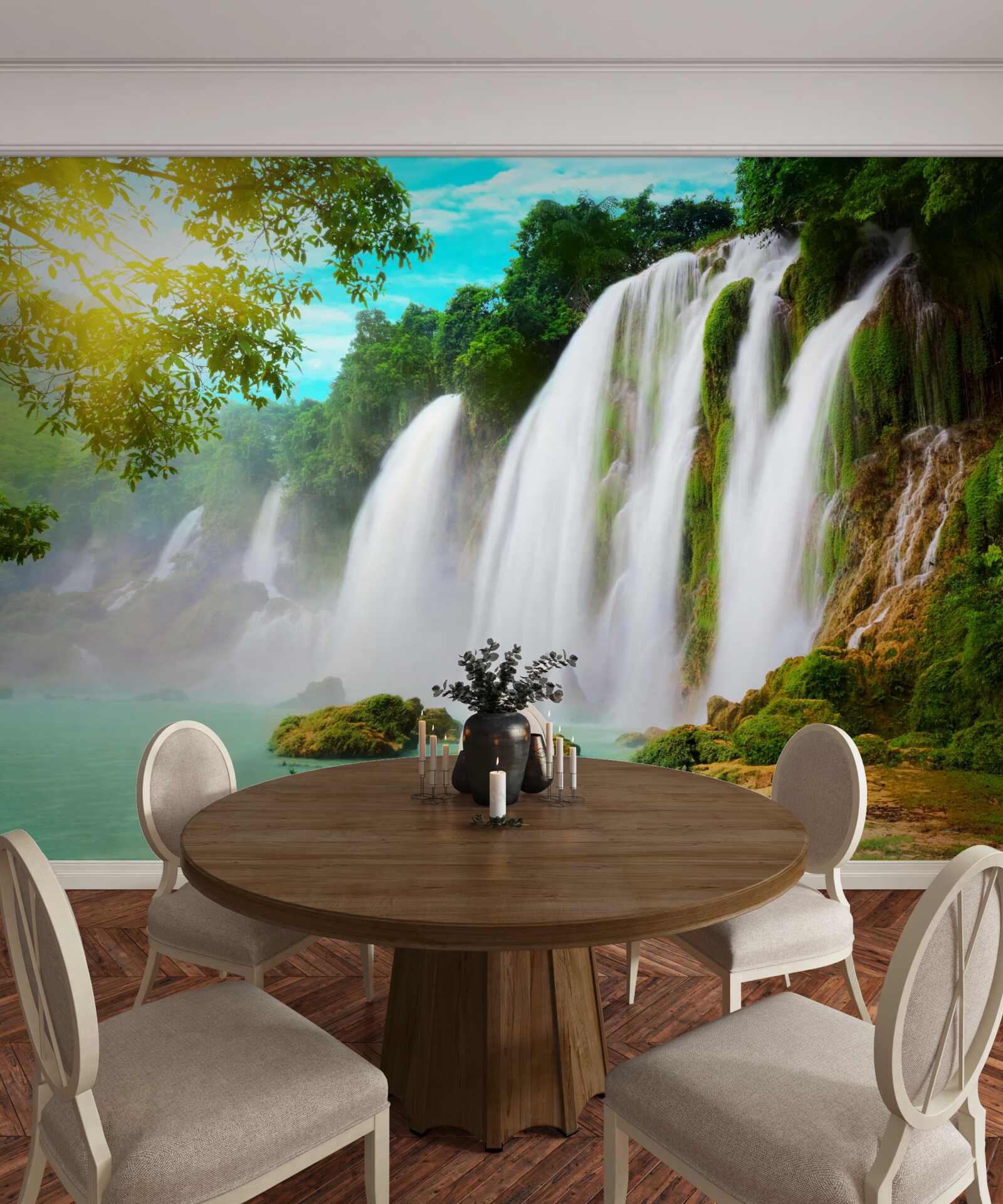 Fotobehang luidruchtige waterval glinsterend in de zon