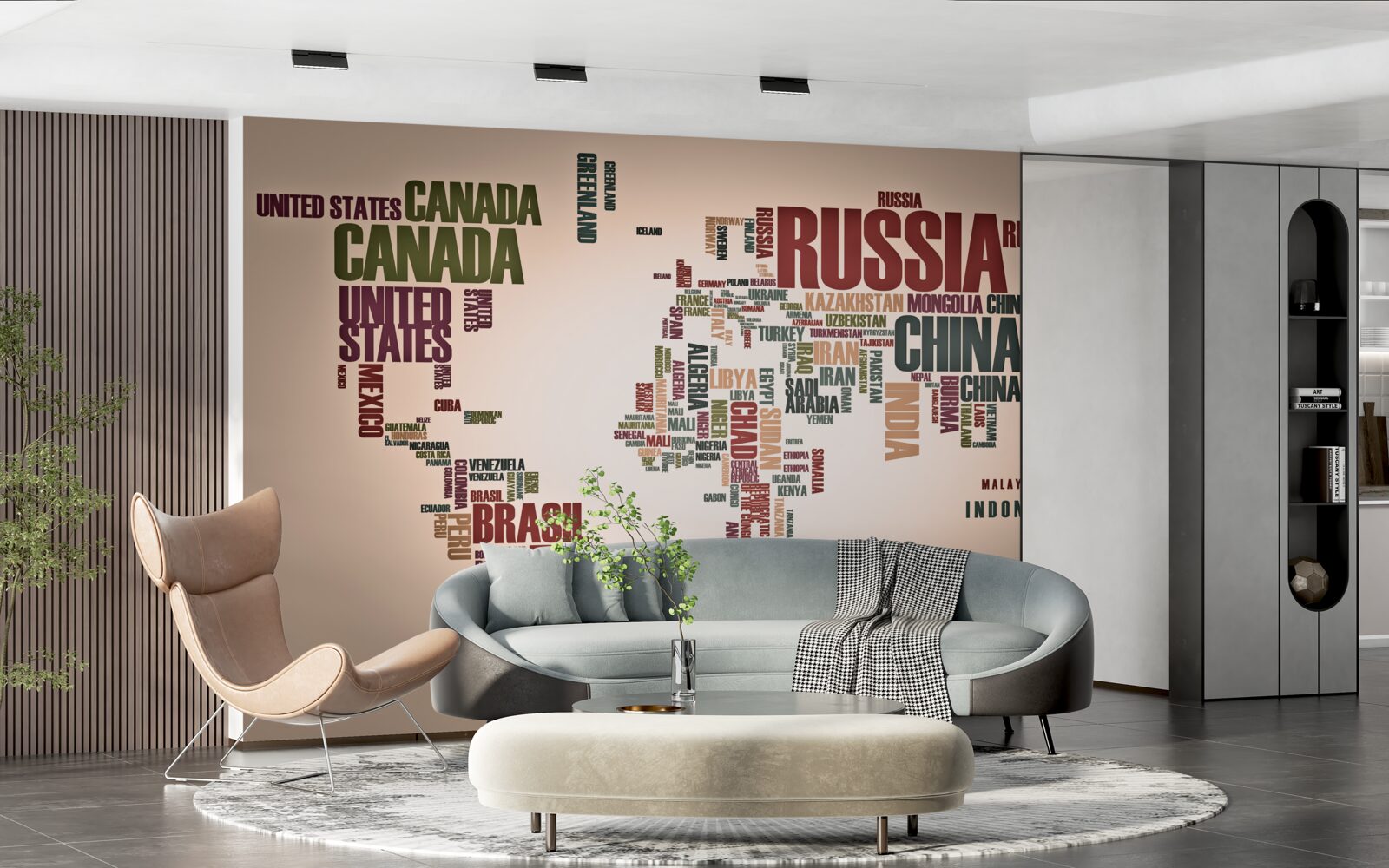 Fotobehang een wereldkaart met landnamen