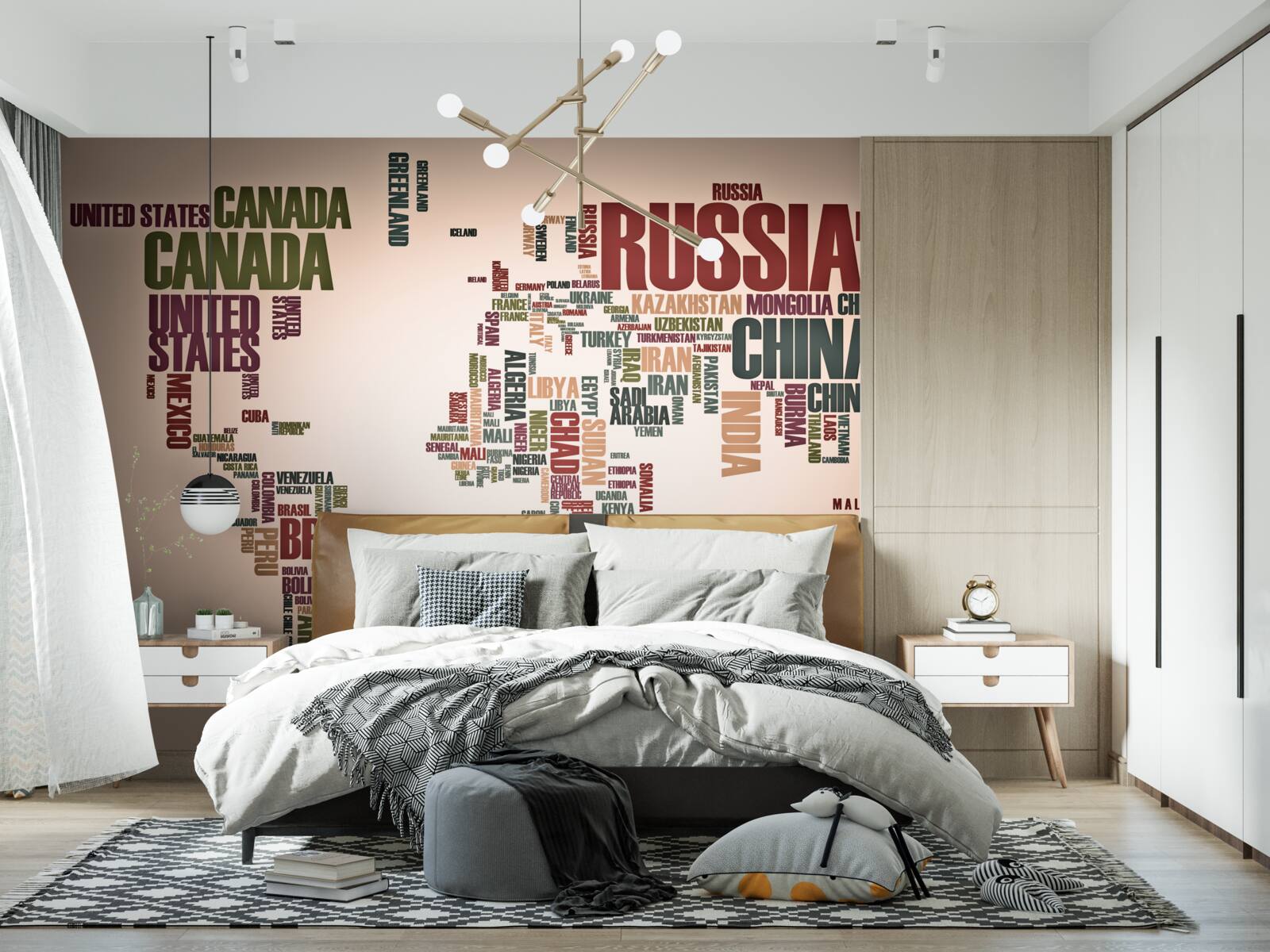 Fotobehang een wereldkaart met landnamen