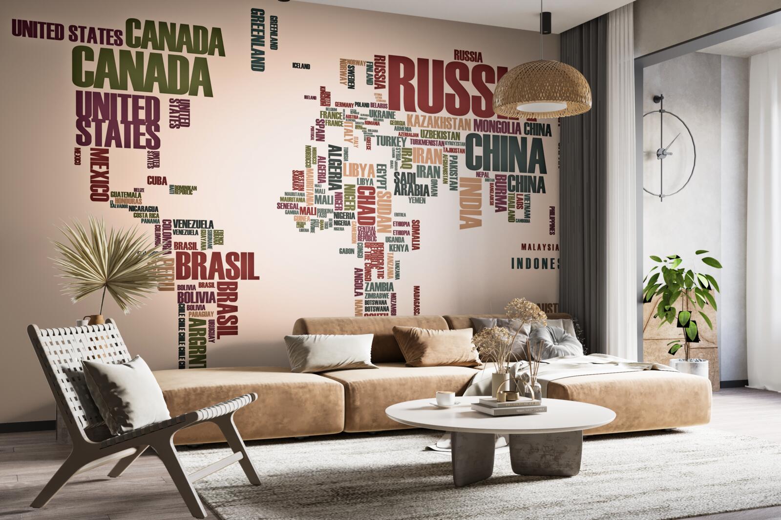 Fotobehang een wereldkaart met landnamen