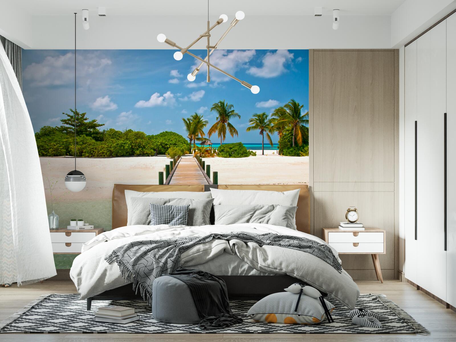 Fotobehang houten pier aan tropische kust