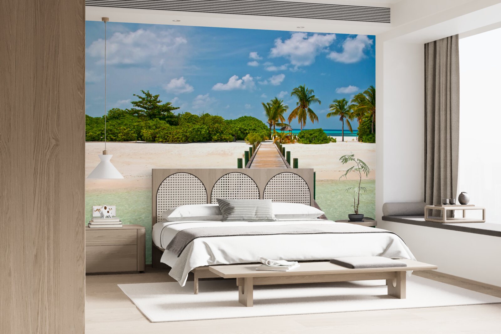 Fotobehang houten pier aan tropische kust