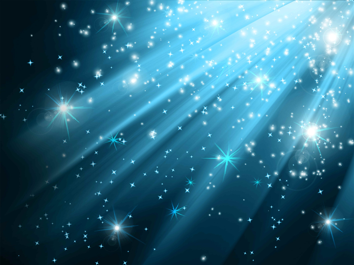 Fotobehang Glinsterende maanstralen in een hemel bezaaid met sterren