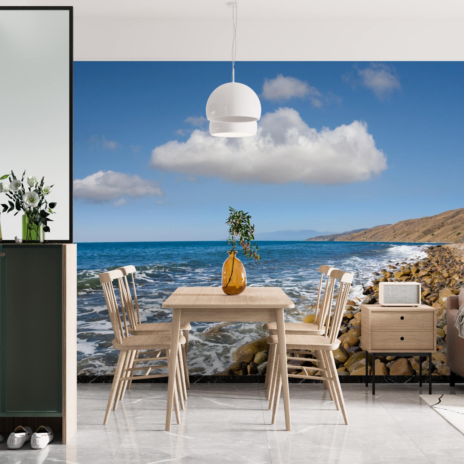 Fotobehang ruisend water van de rotskust