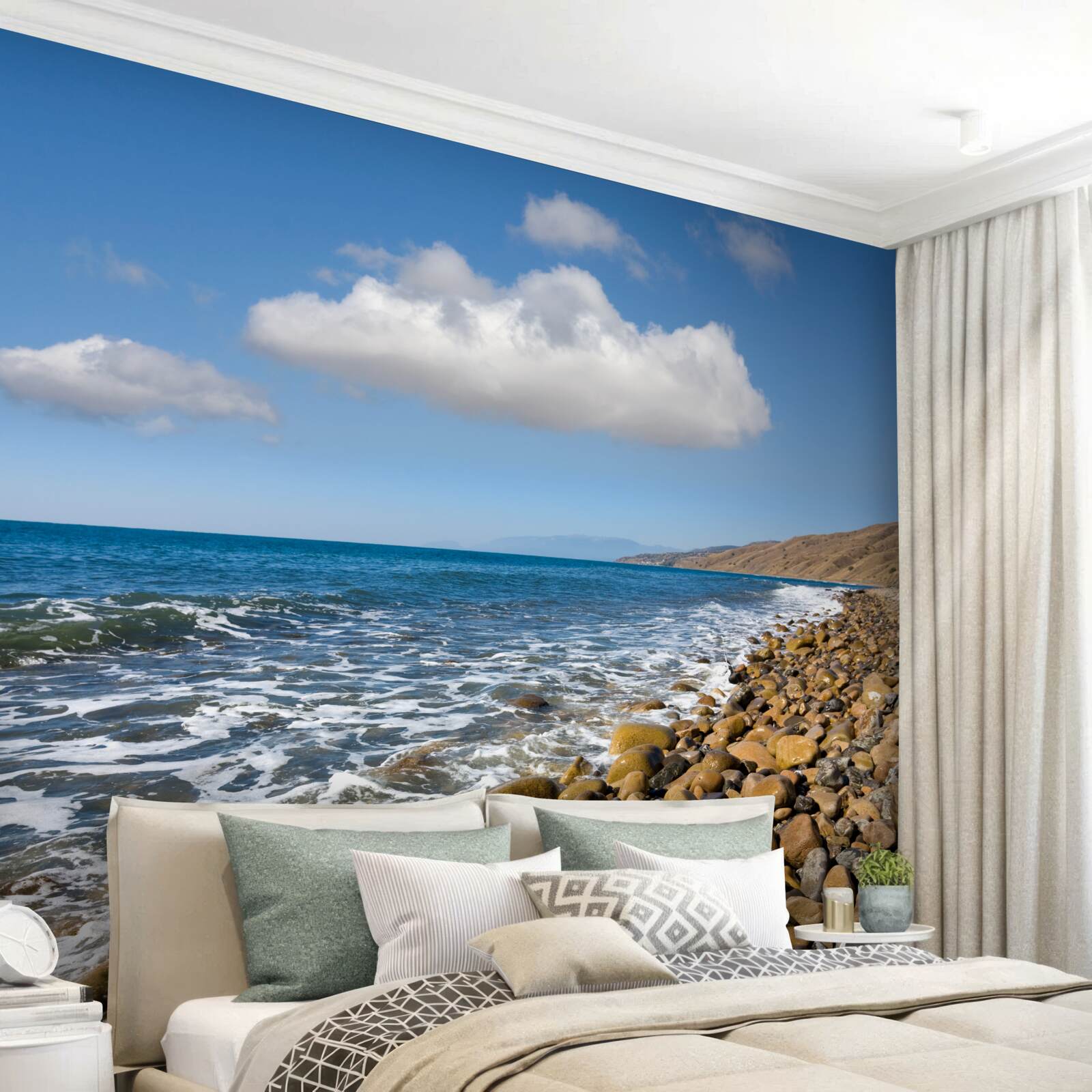 Fotobehang ruisend water van de rotskust