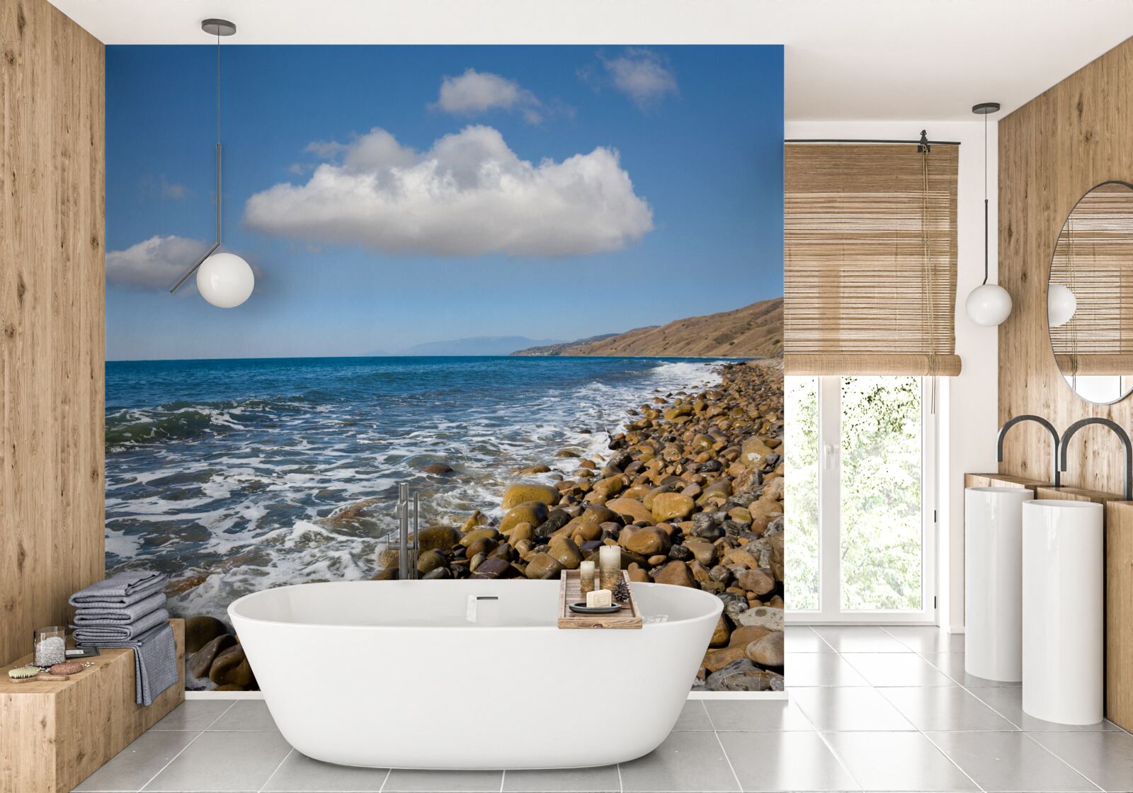 Fotobehang ruisend water van de rotskust