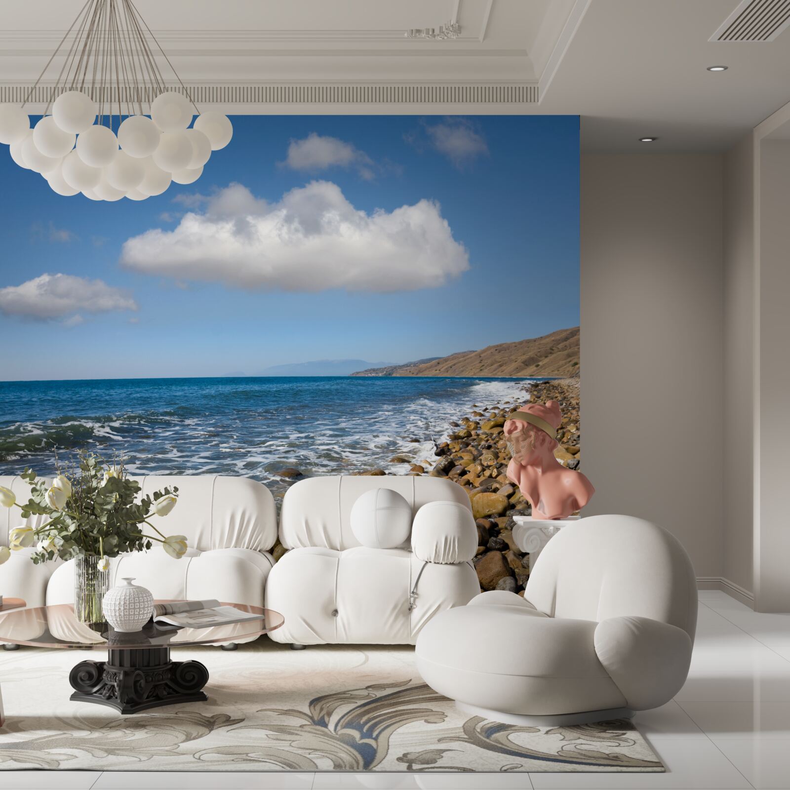 Fotobehang ruisend water van de rotskust