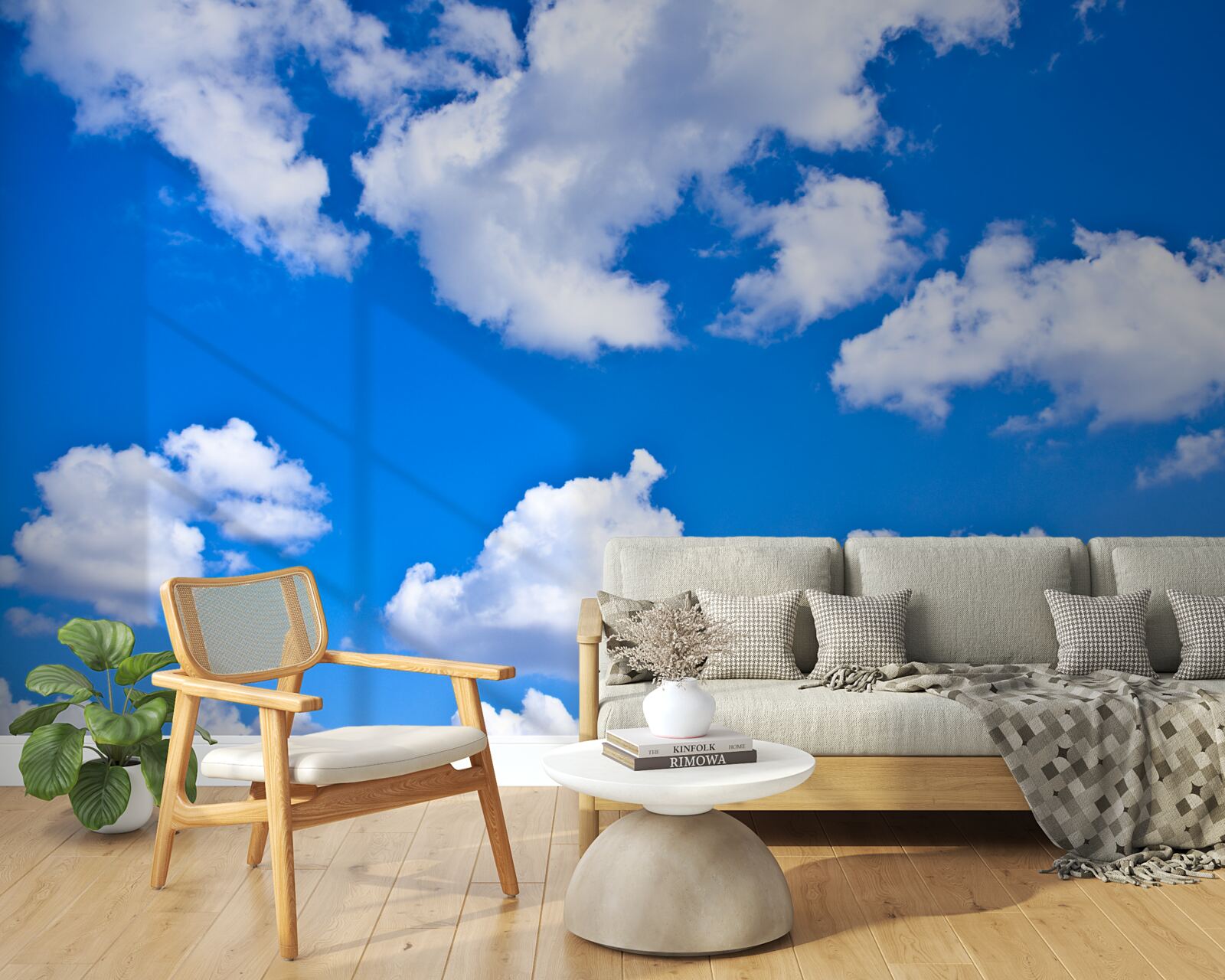 Fotobehang wolken drijven in de blauwe lucht