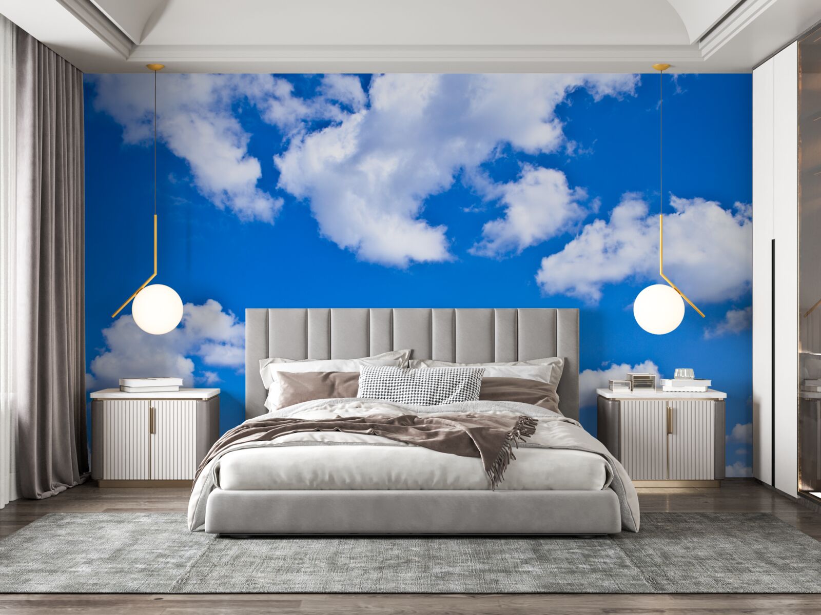 Fotobehang wolken drijven in de blauwe lucht