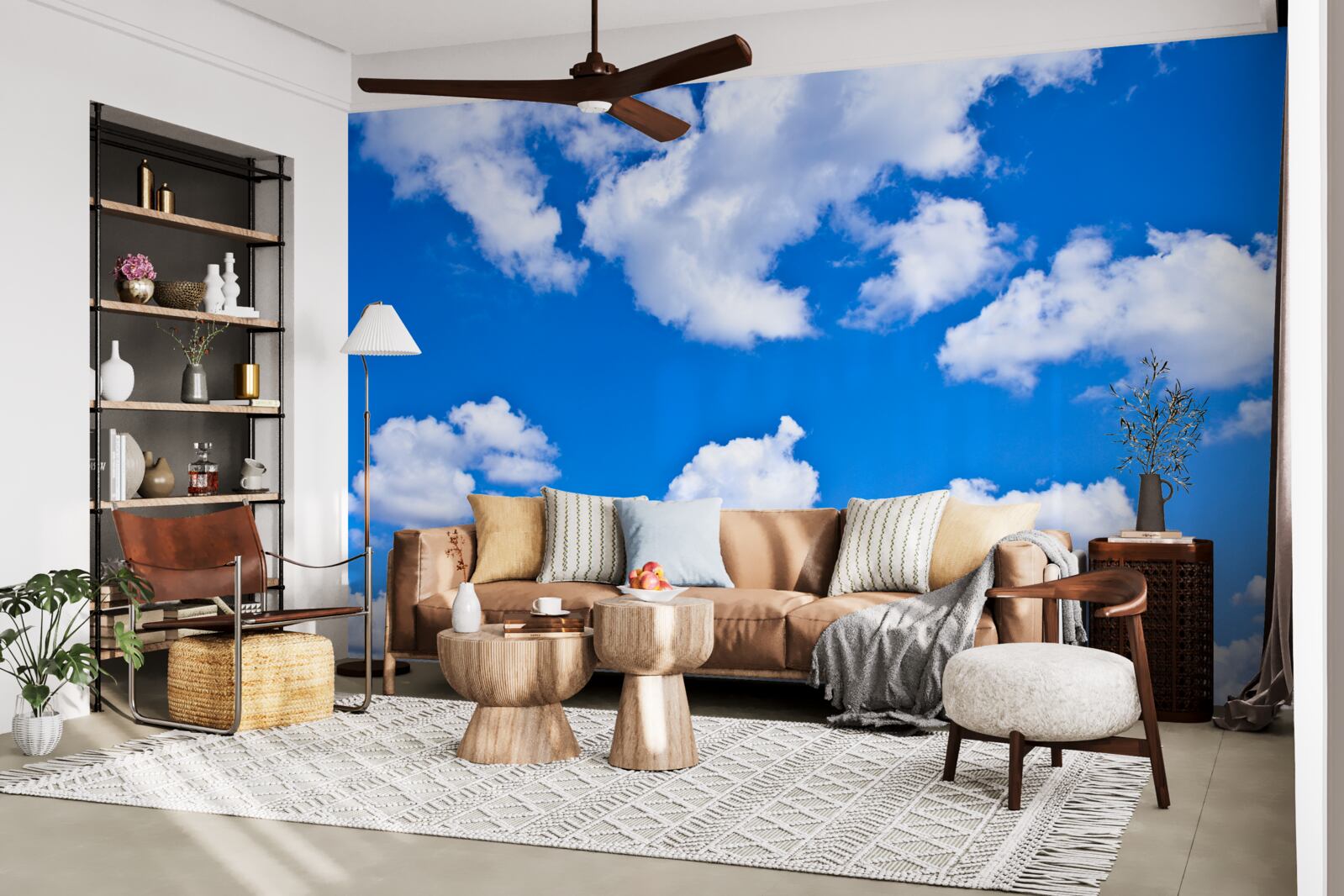 Fotobehang wolken drijven in de blauwe lucht