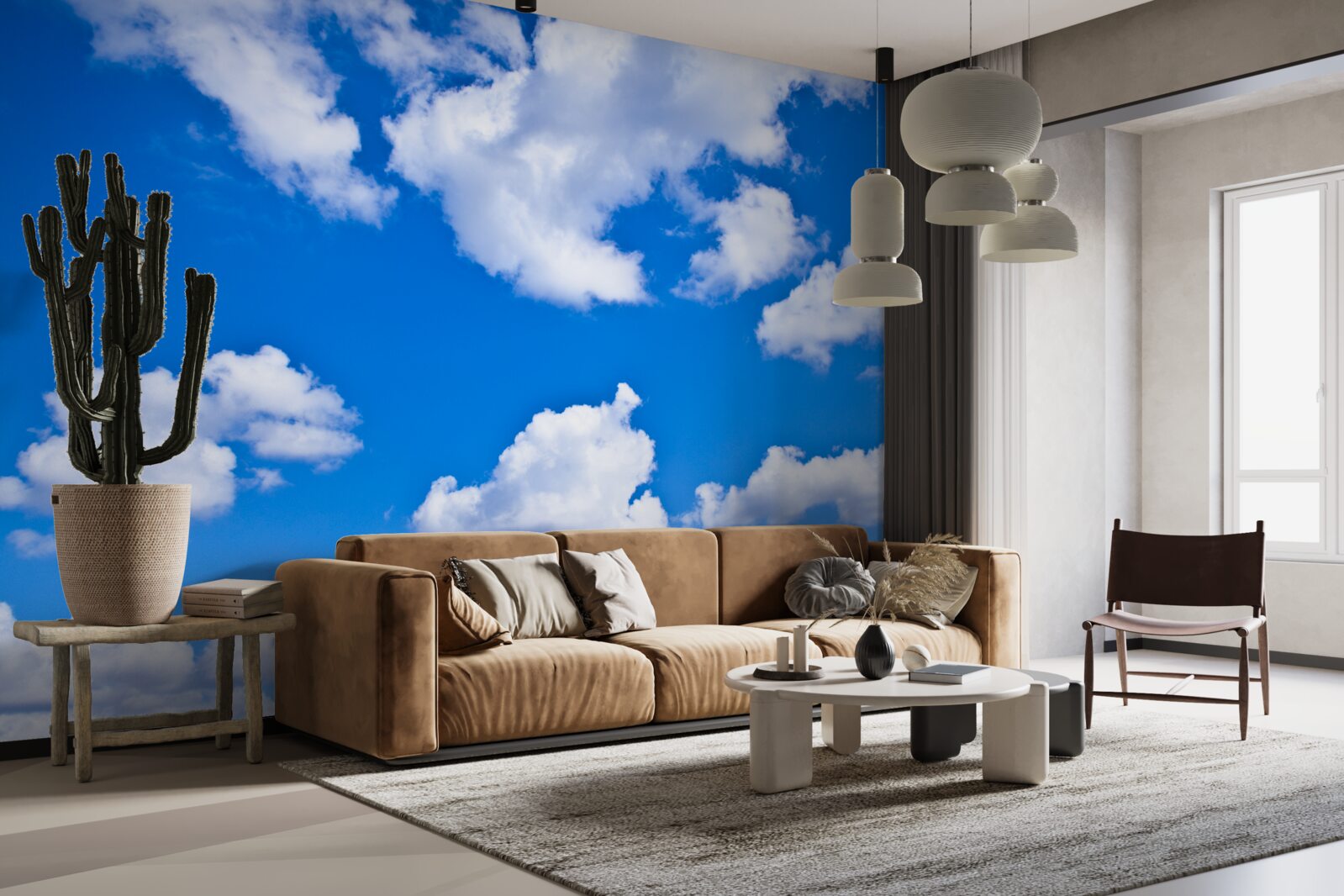 Fotobehang wolken drijven in de blauwe lucht