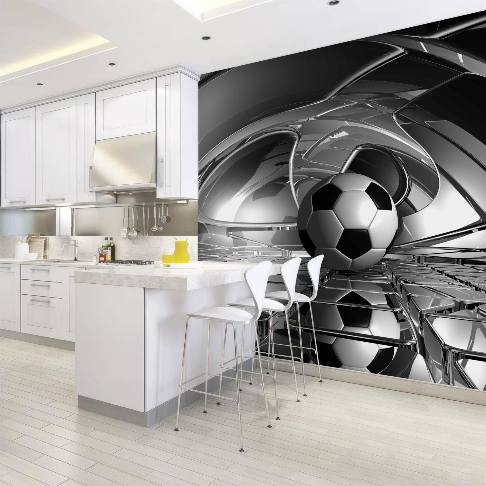 Fotobehang voetbal op een glazen oppervlak