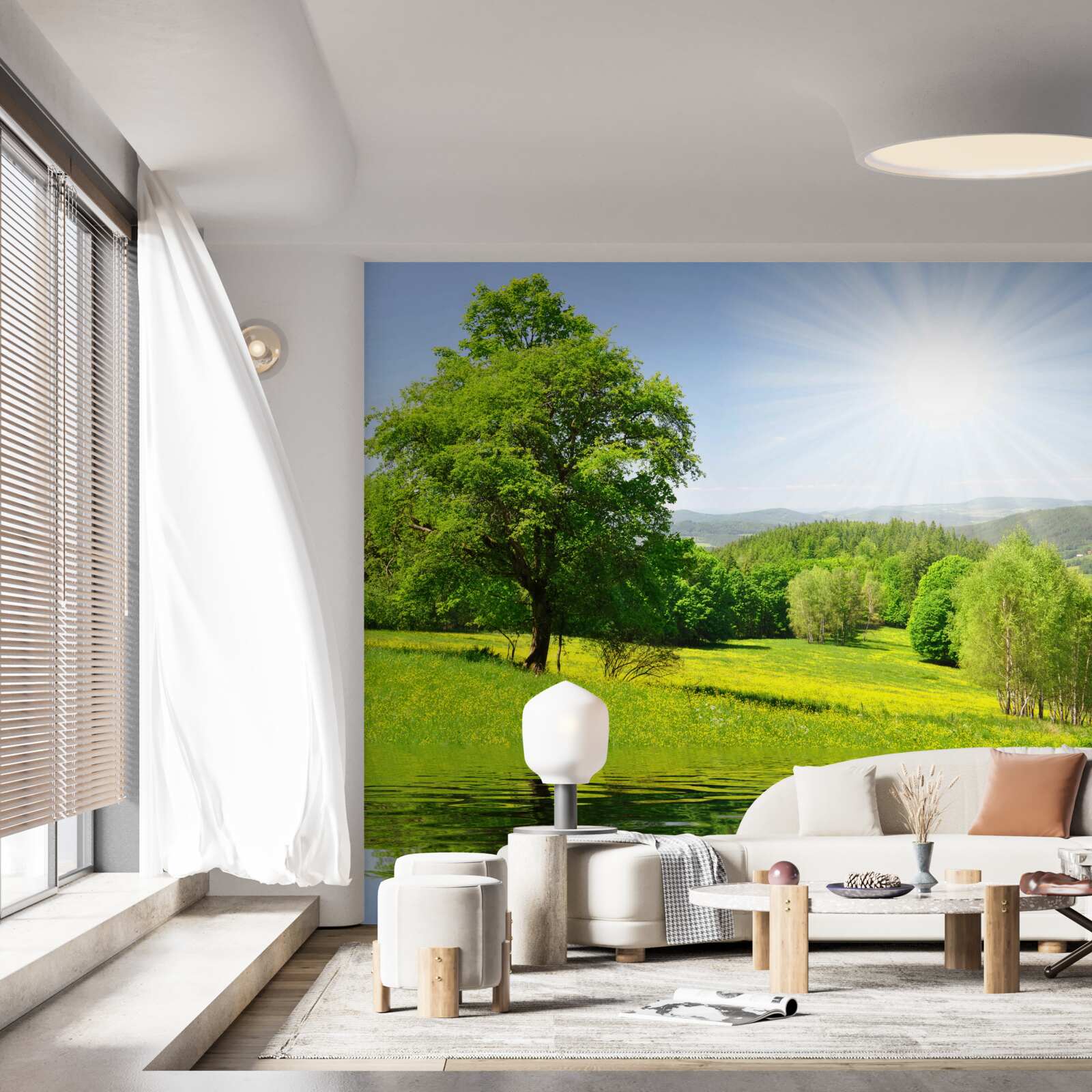 Fotobehang een heldere dag op een zonnige weide