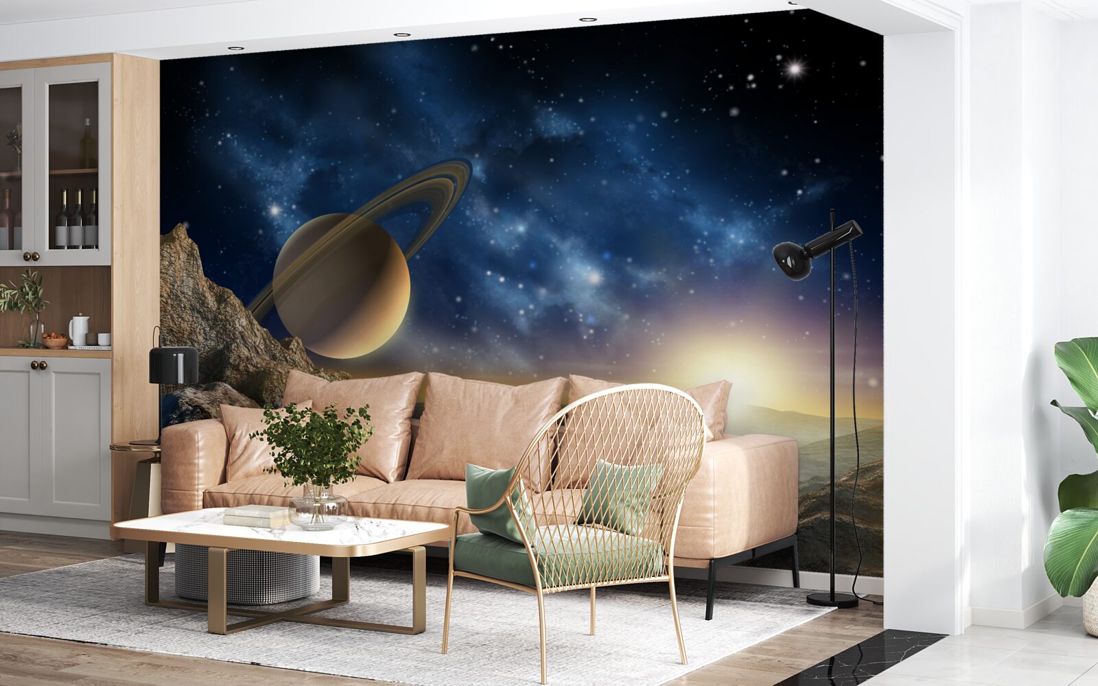 Fotobehang abstract met planeetmotief