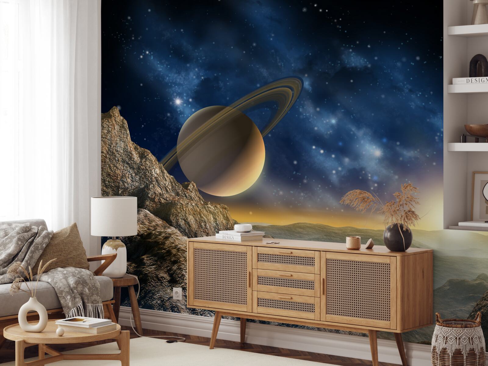Fotobehang abstract met planeetmotief
