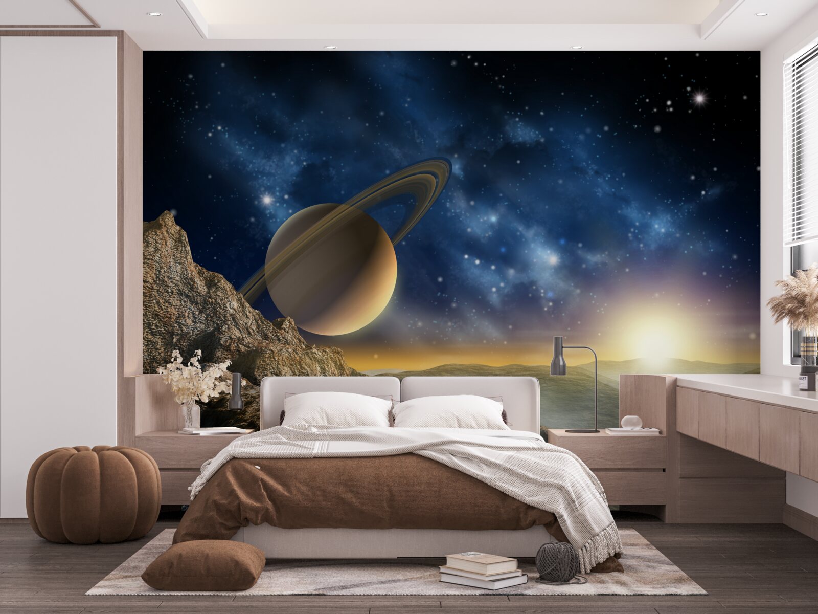 Fotobehang abstract met planeetmotief