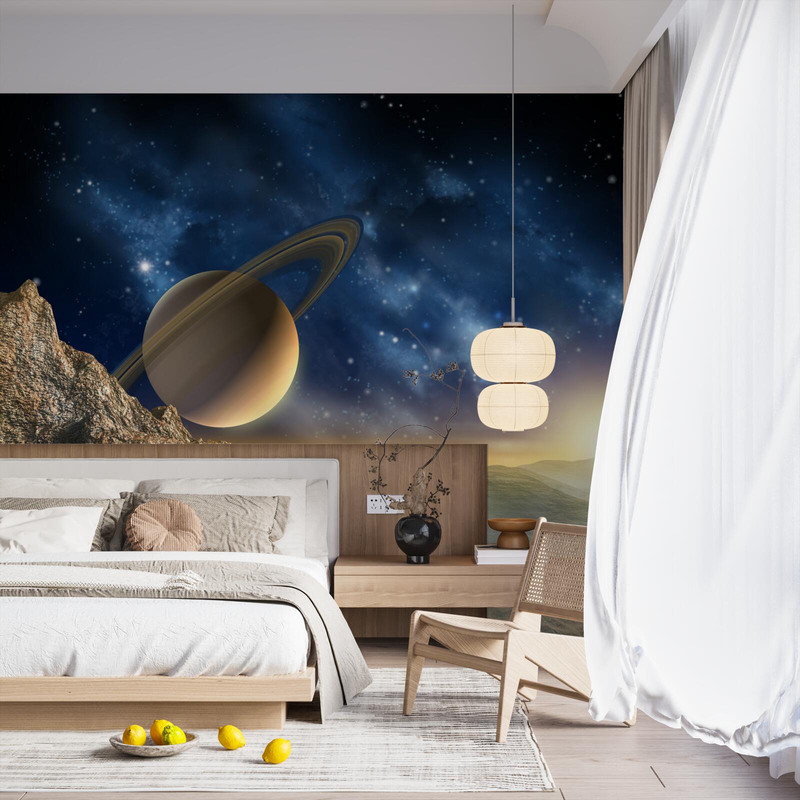 Fotobehang abstract met planeetmotief