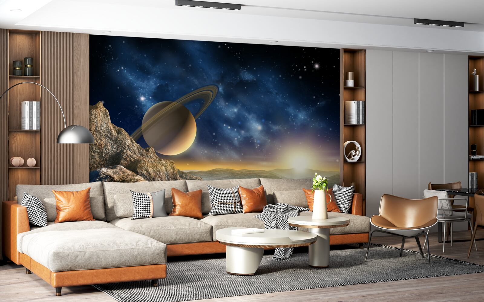 Fotobehang abstract met planeetmotief