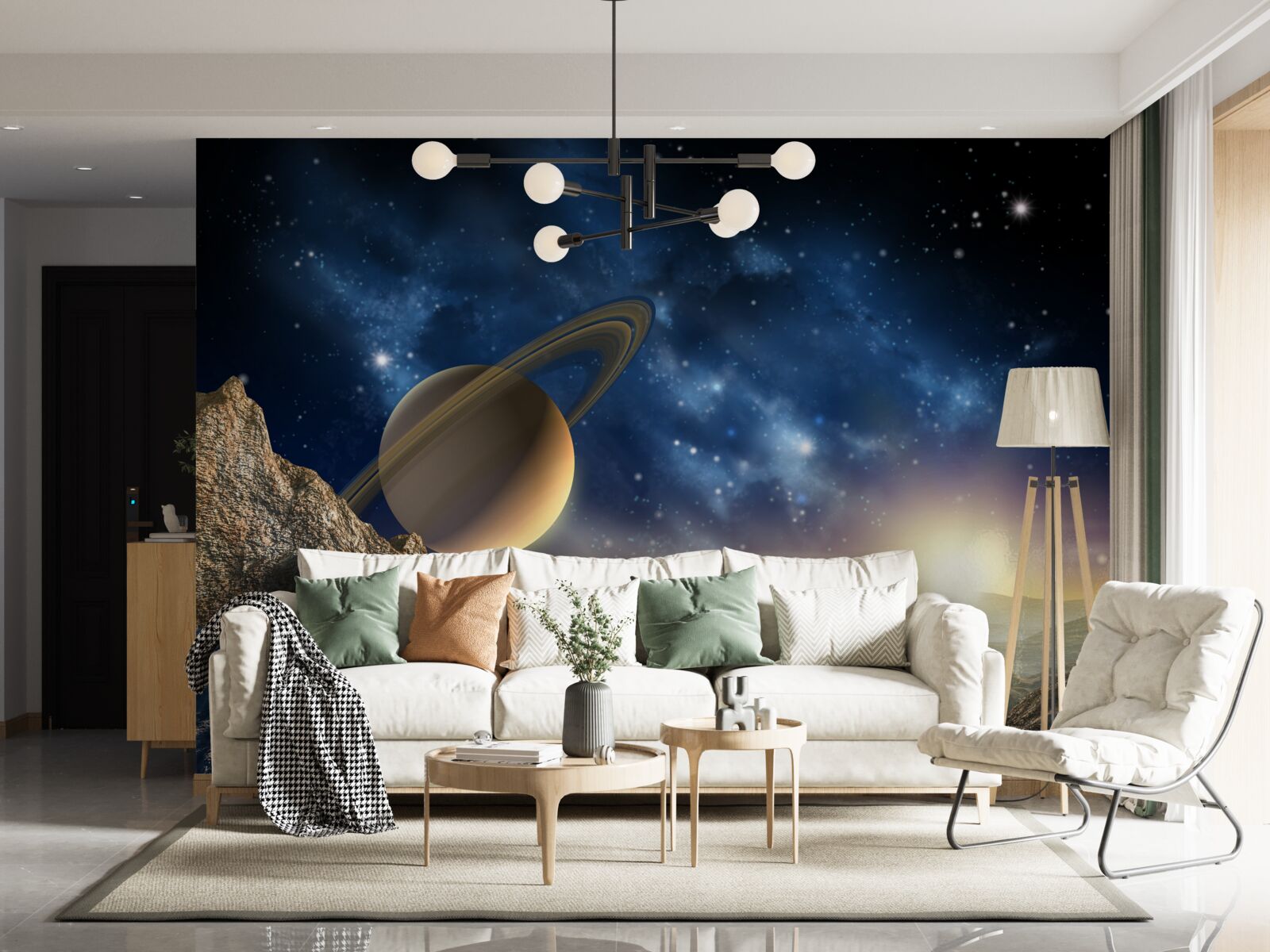 Fotobehang abstract met planeetmotief