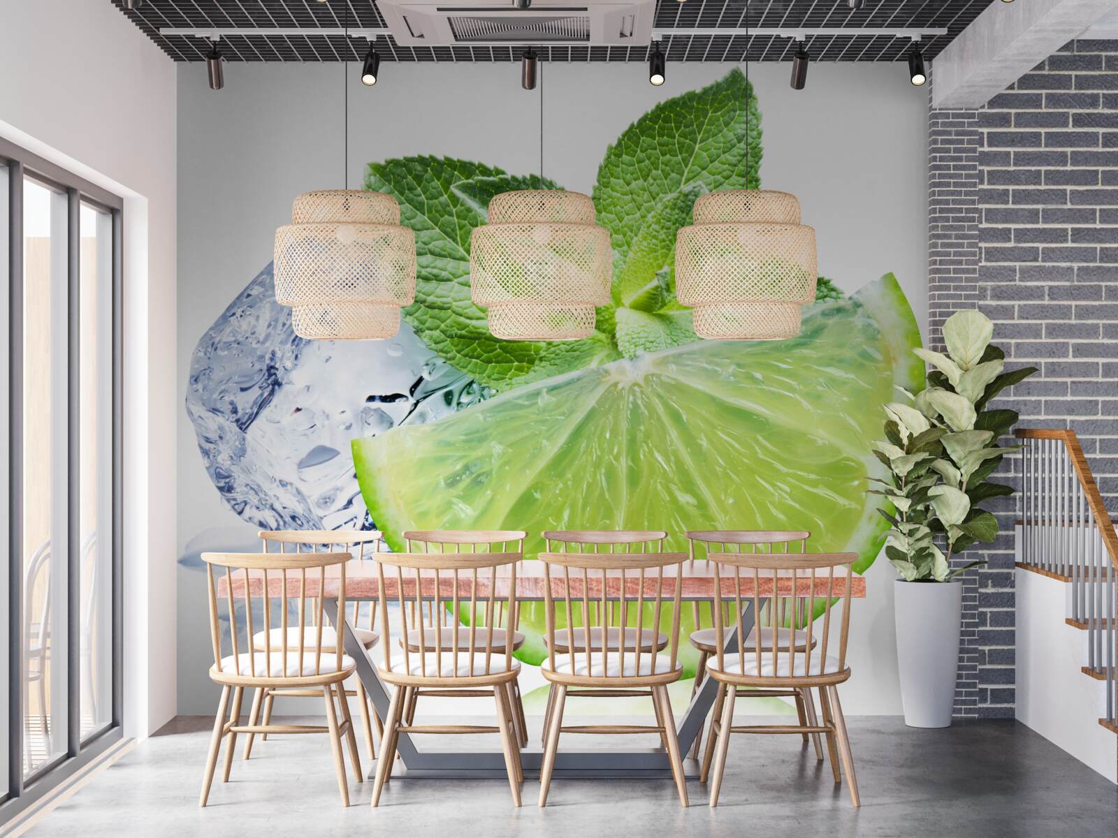 Fotobehang Cocktail met limoen en munt