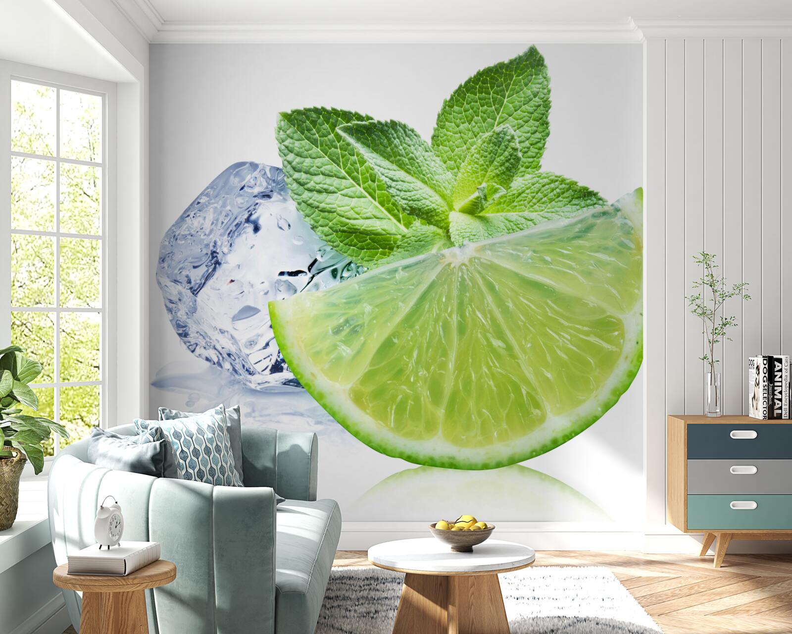 Fotobehang Cocktail met limoen en munt