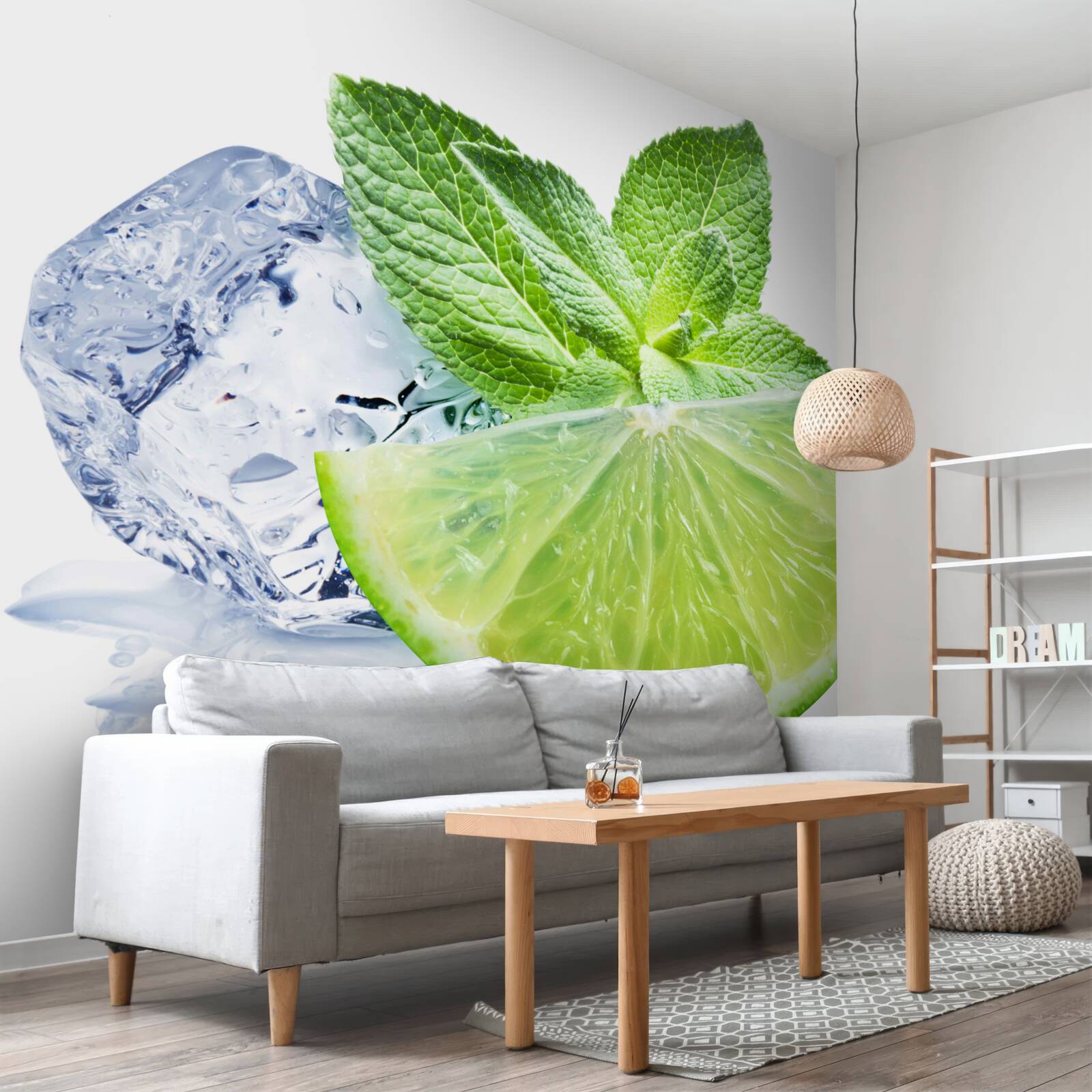 Fotobehang Cocktail met limoen en munt