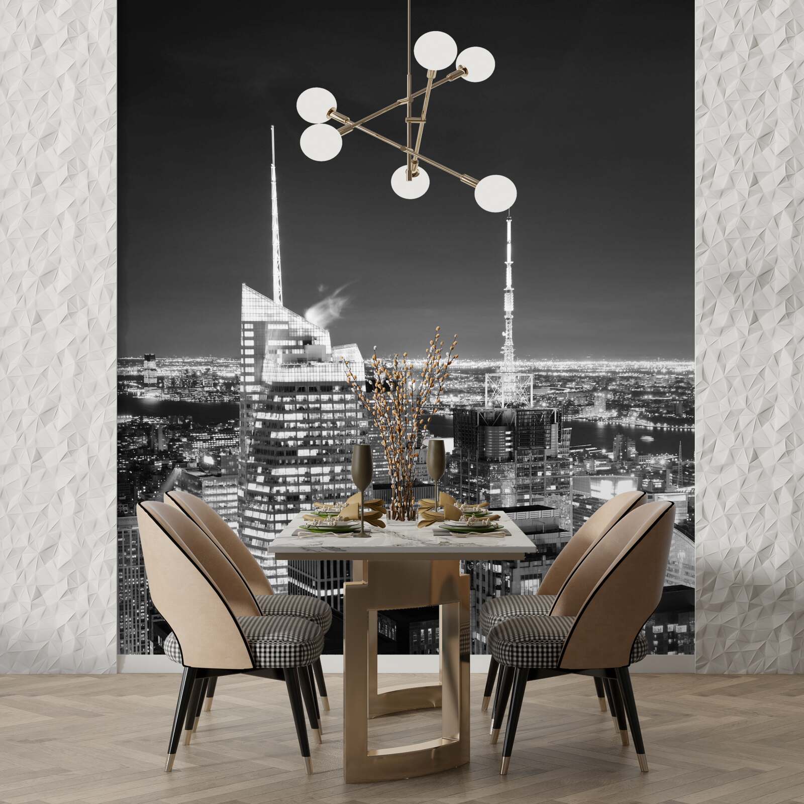 Fotobehang nachtelijke stad in zwart-wit