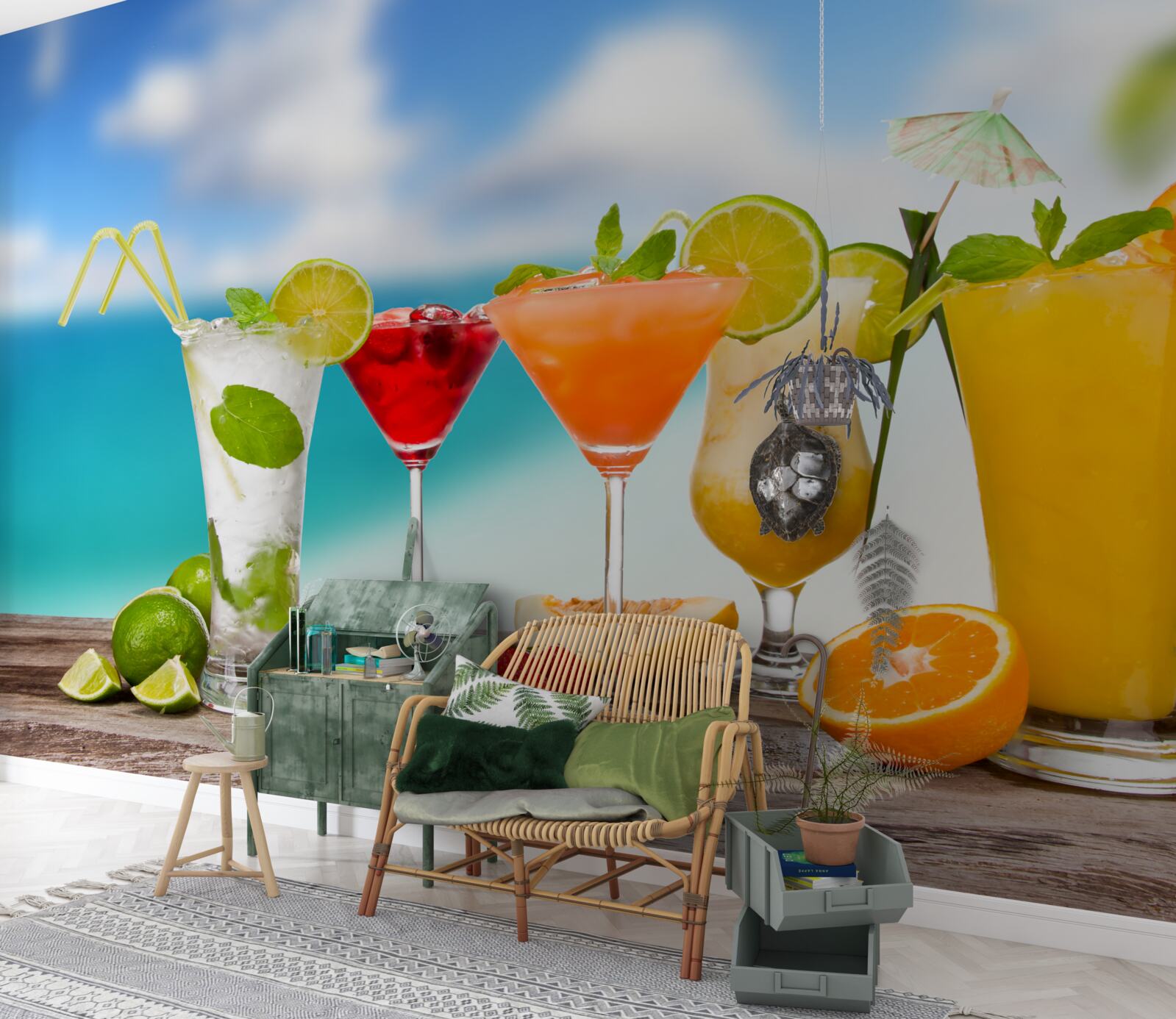 Fotobehang tropische cocktails voor de zomer