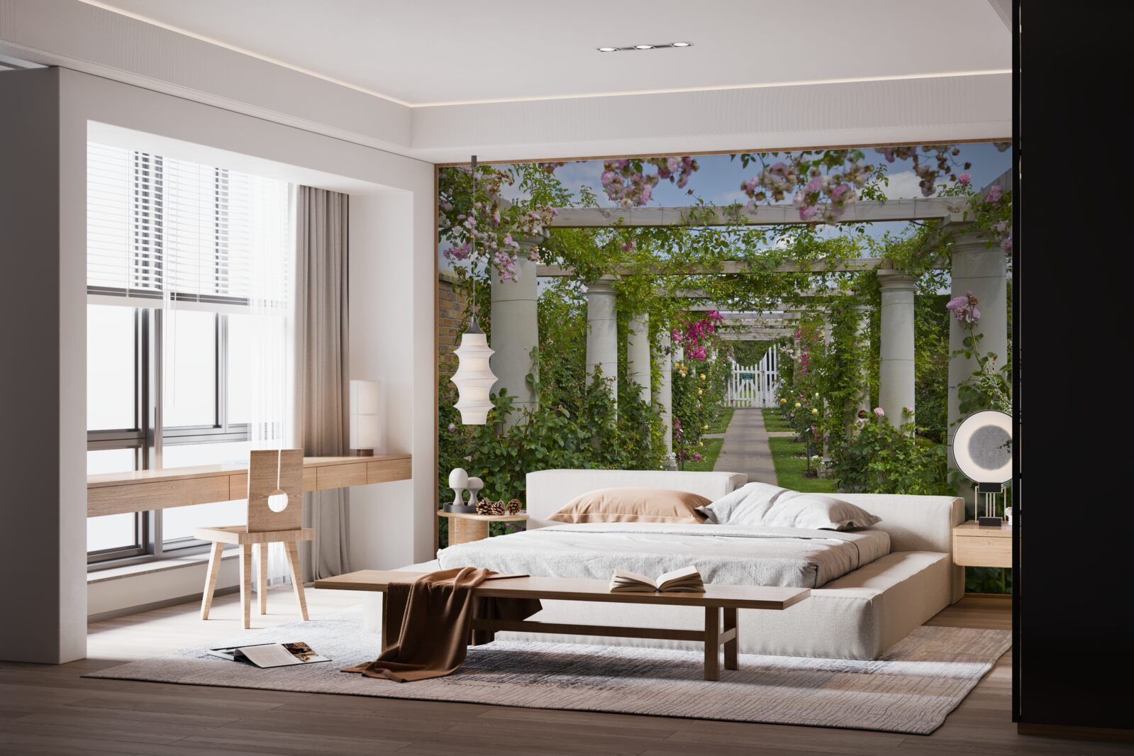 Fotobehang vegetatie in stenen bogen