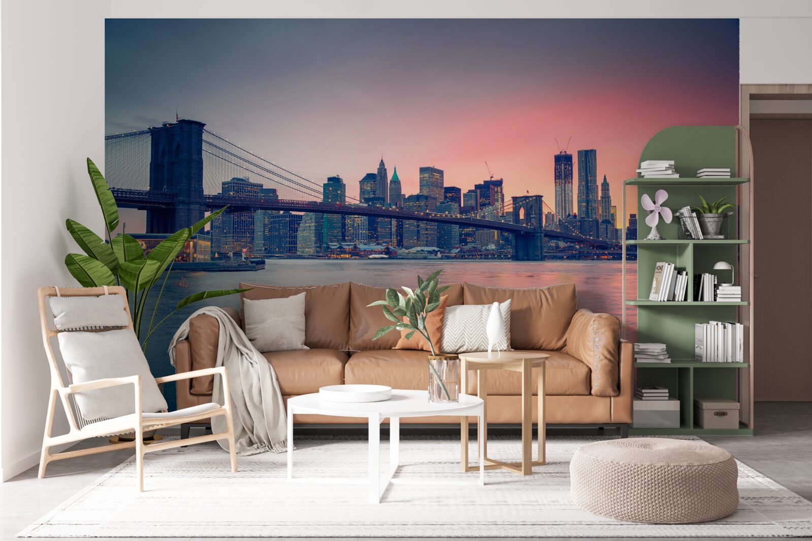 Fotobehang uitzicht op de stad aan de kust