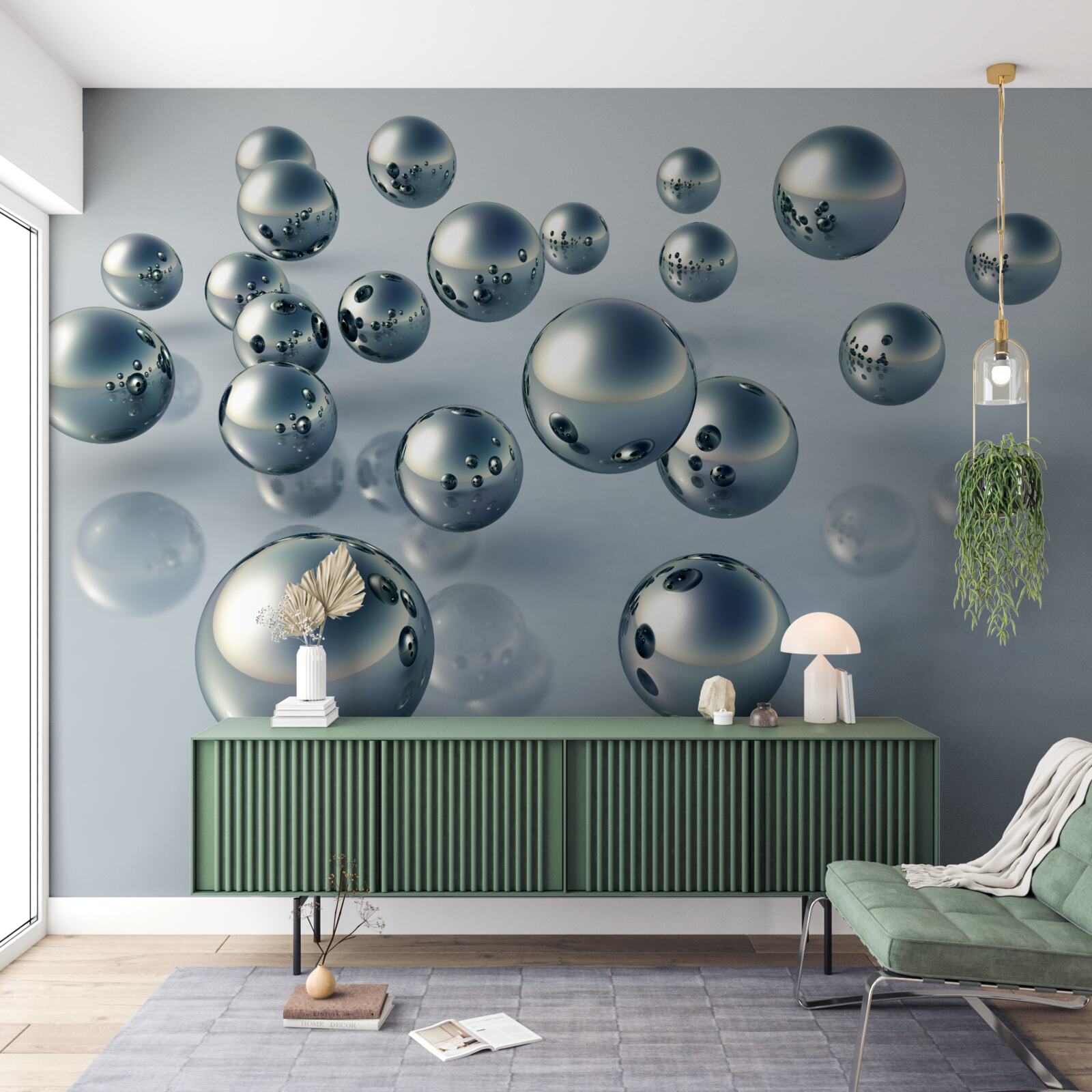 Fotobehang rondvliegende kogels zijn zichtbaar in de reflectie