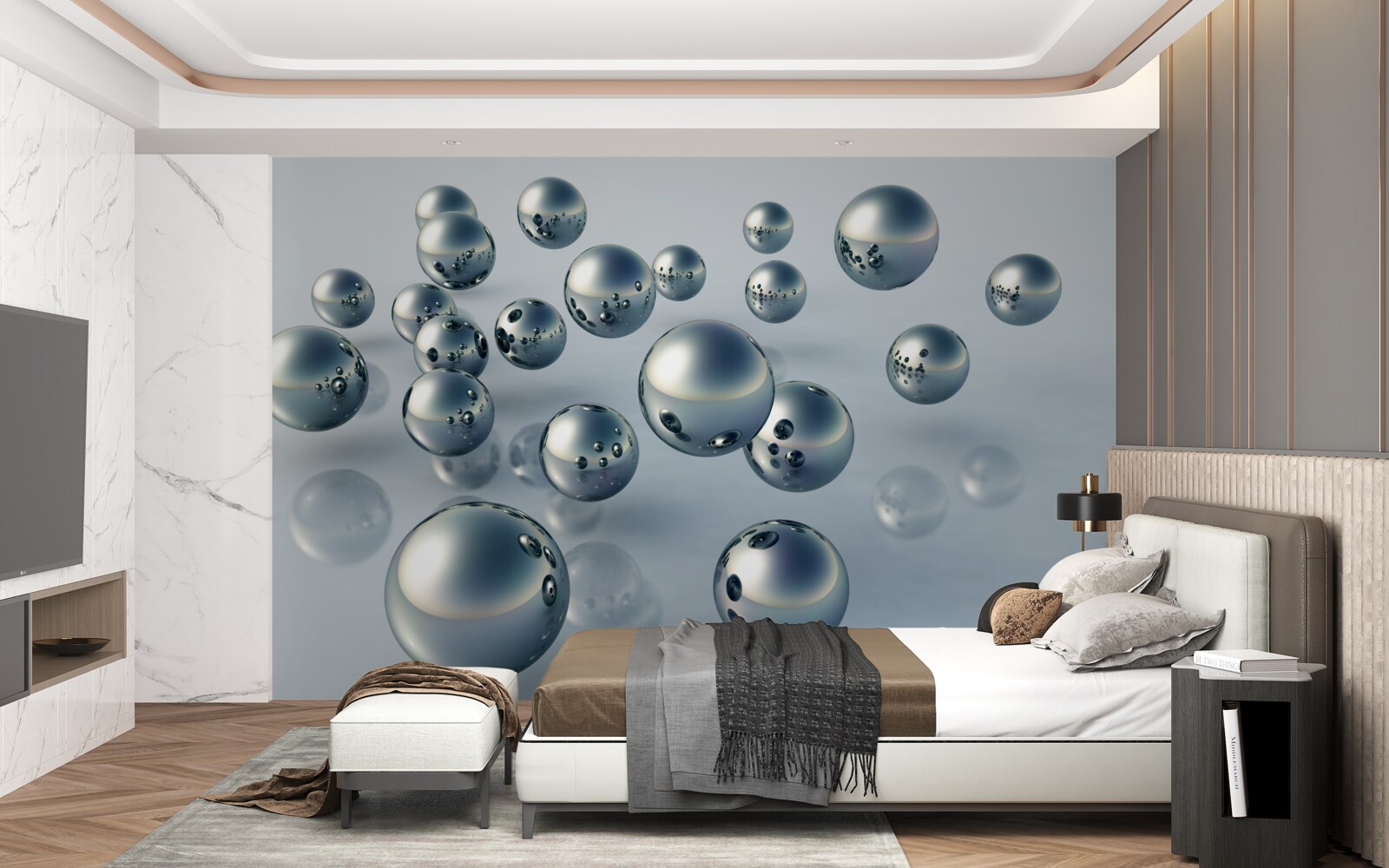 Fotobehang rondvliegende kogels zijn zichtbaar in de reflectie