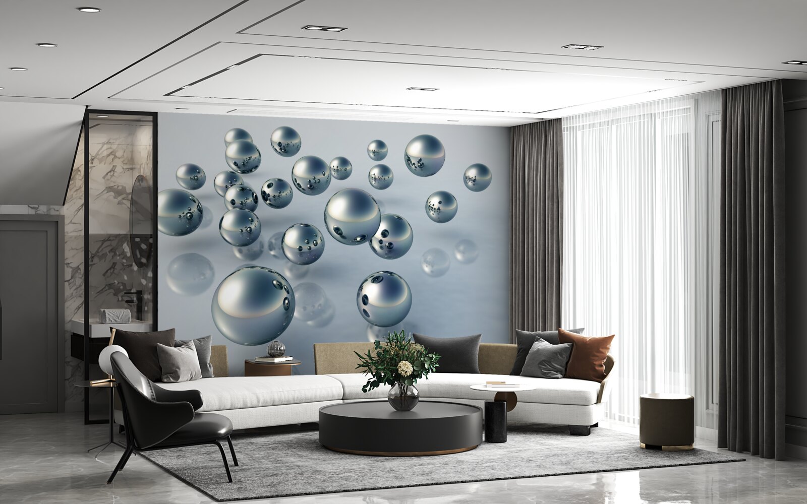 Fotobehang rondvliegende kogels zijn zichtbaar in de reflectie