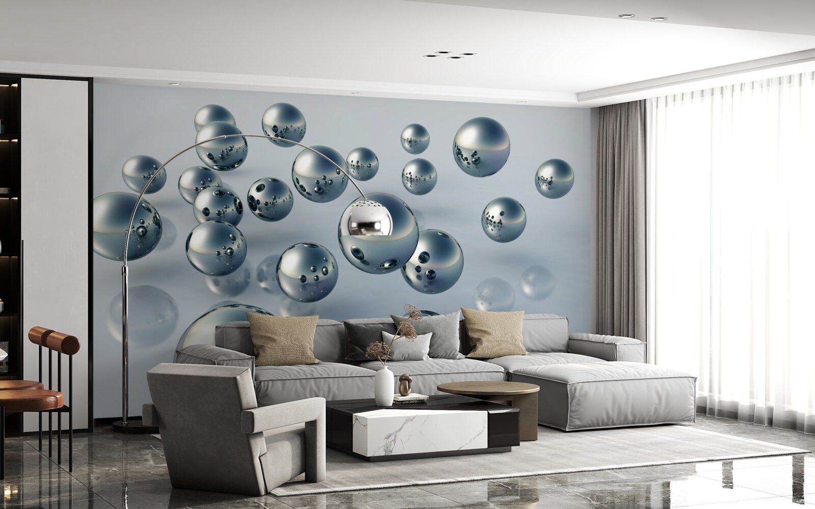 Fotobehang rondvliegende kogels zijn zichtbaar in de reflectie