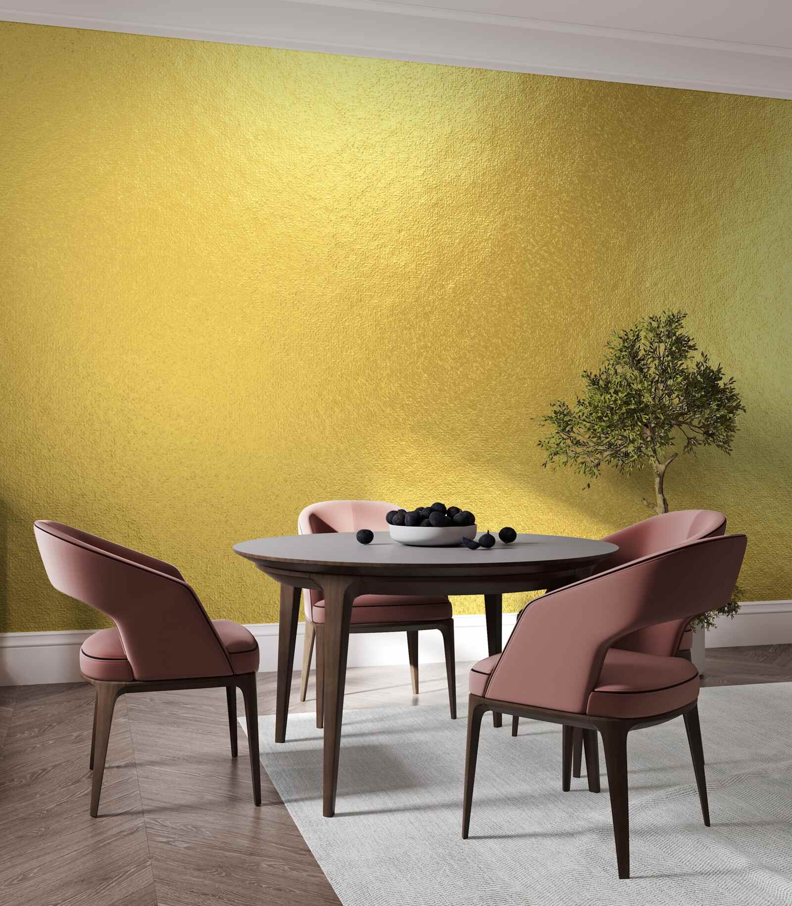 Fotobehang de zon door het raam als het regent