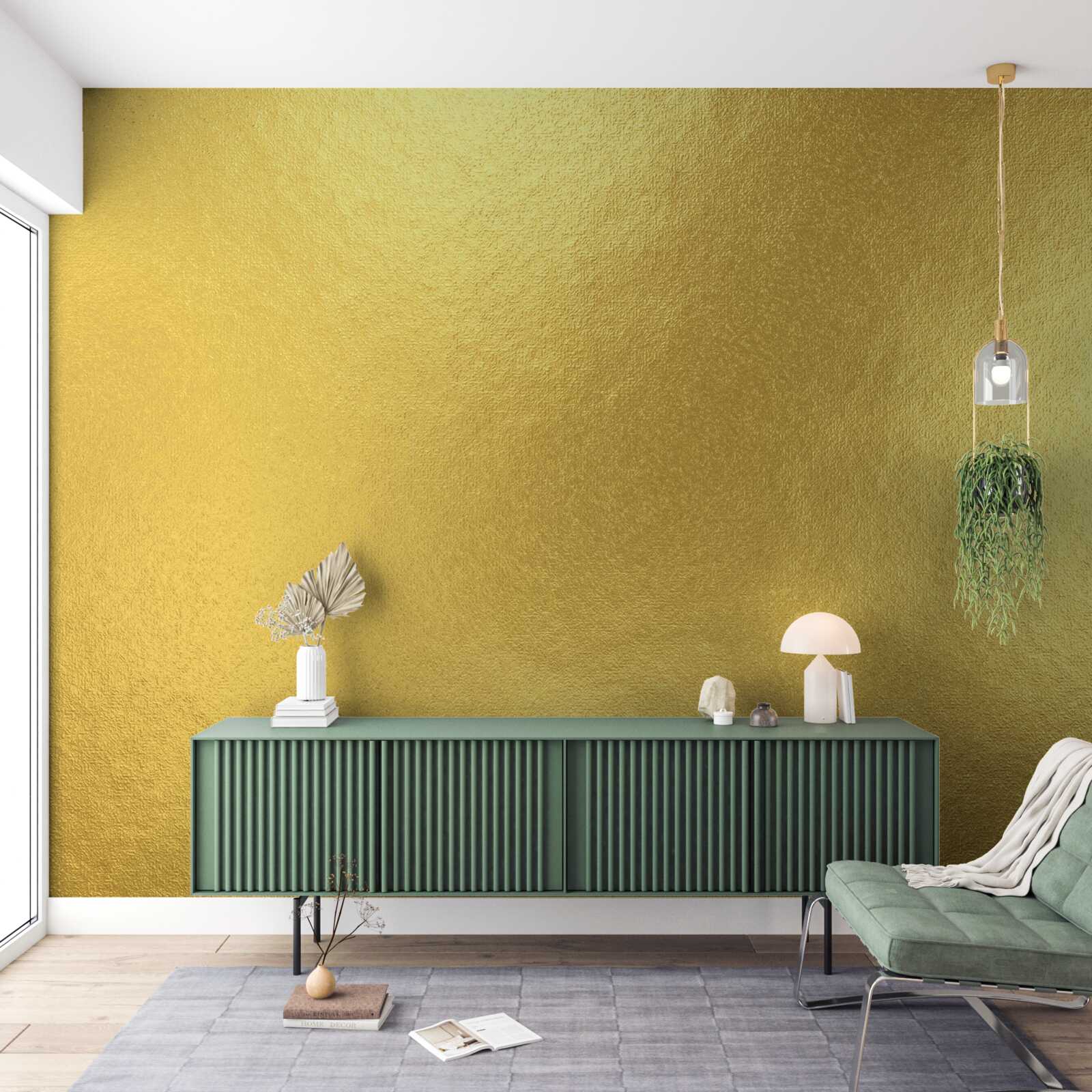 Fotobehang de zon door het raam als het regent