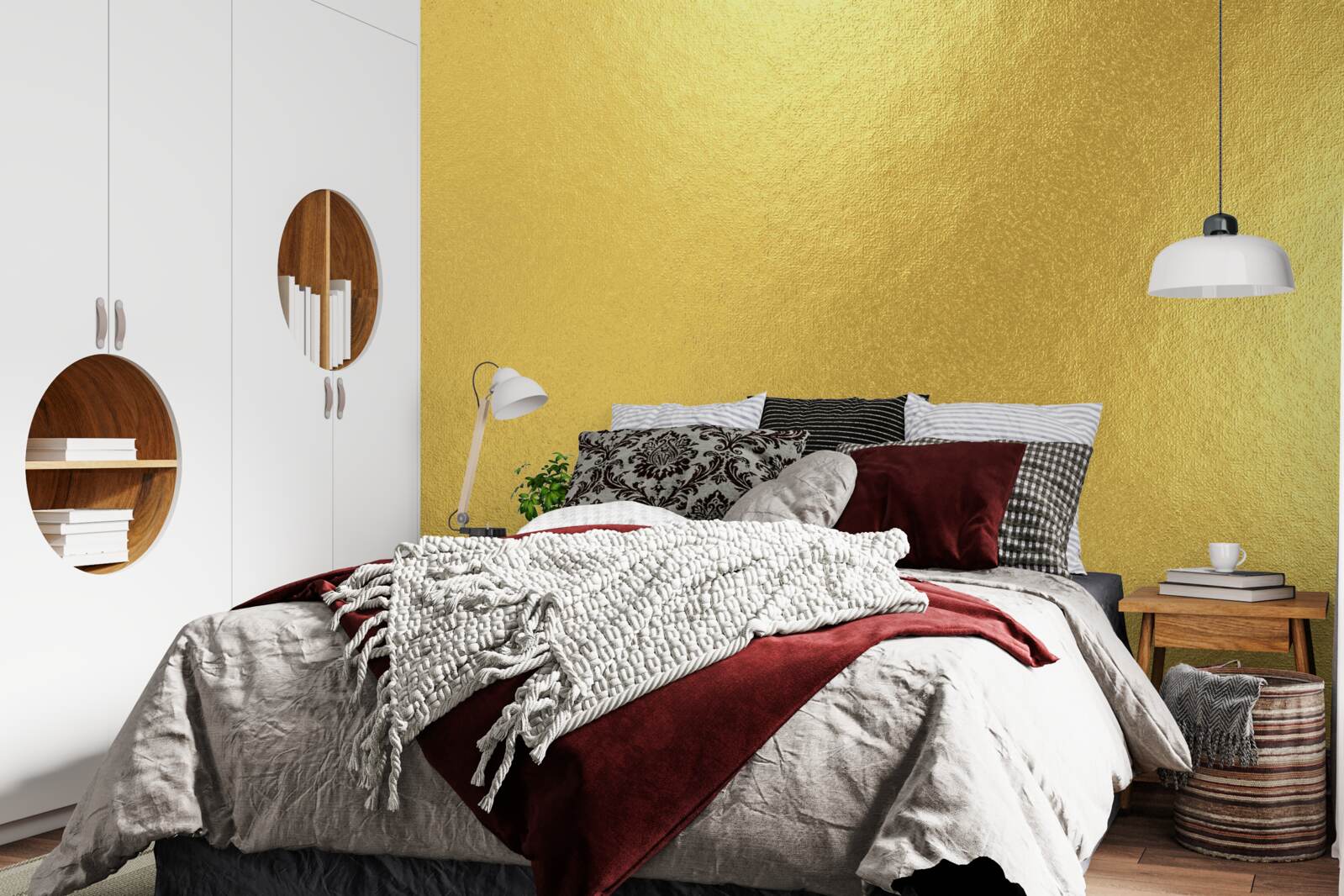 Fotobehang de zon door het raam als het regent