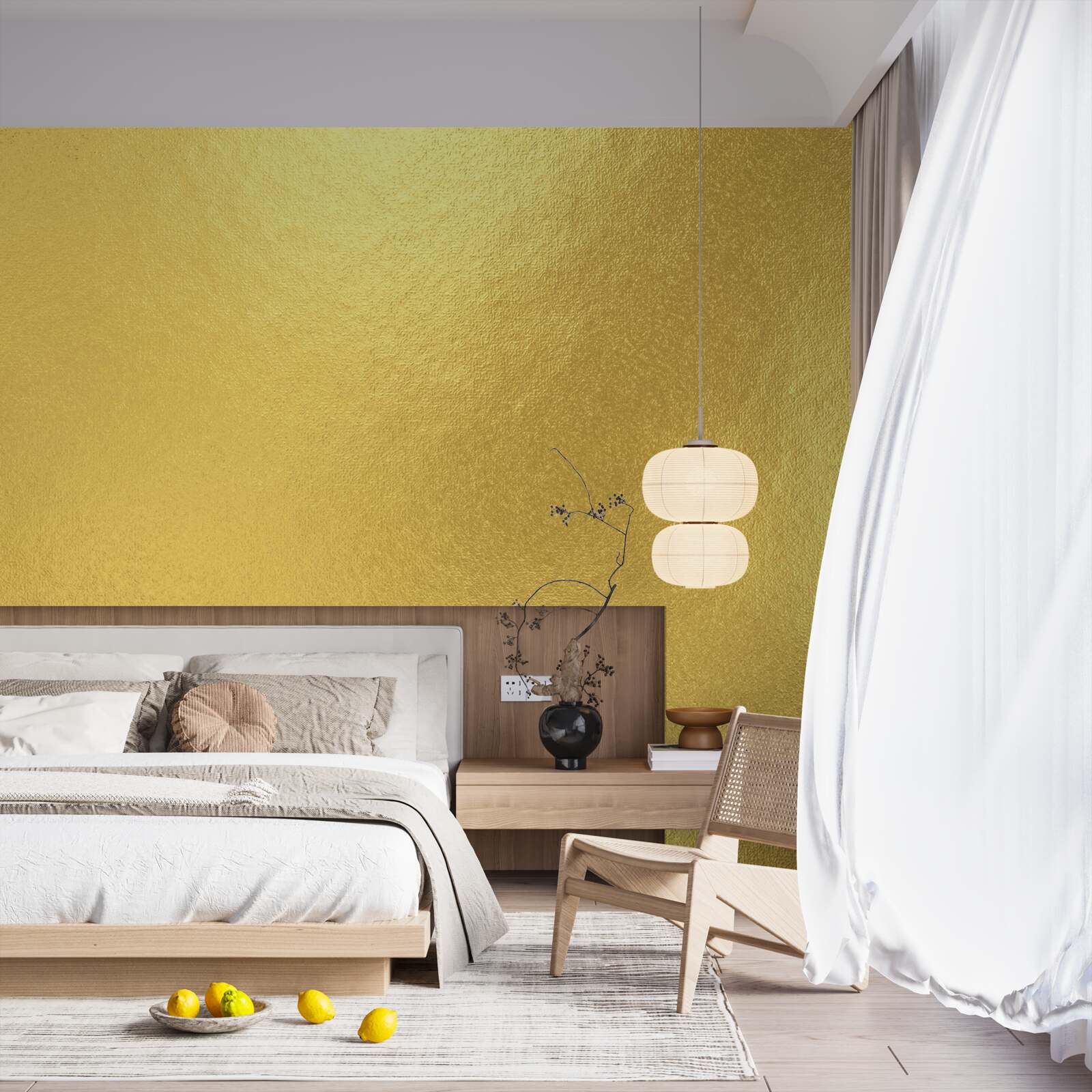 Fotobehang de zon door het raam als het regent